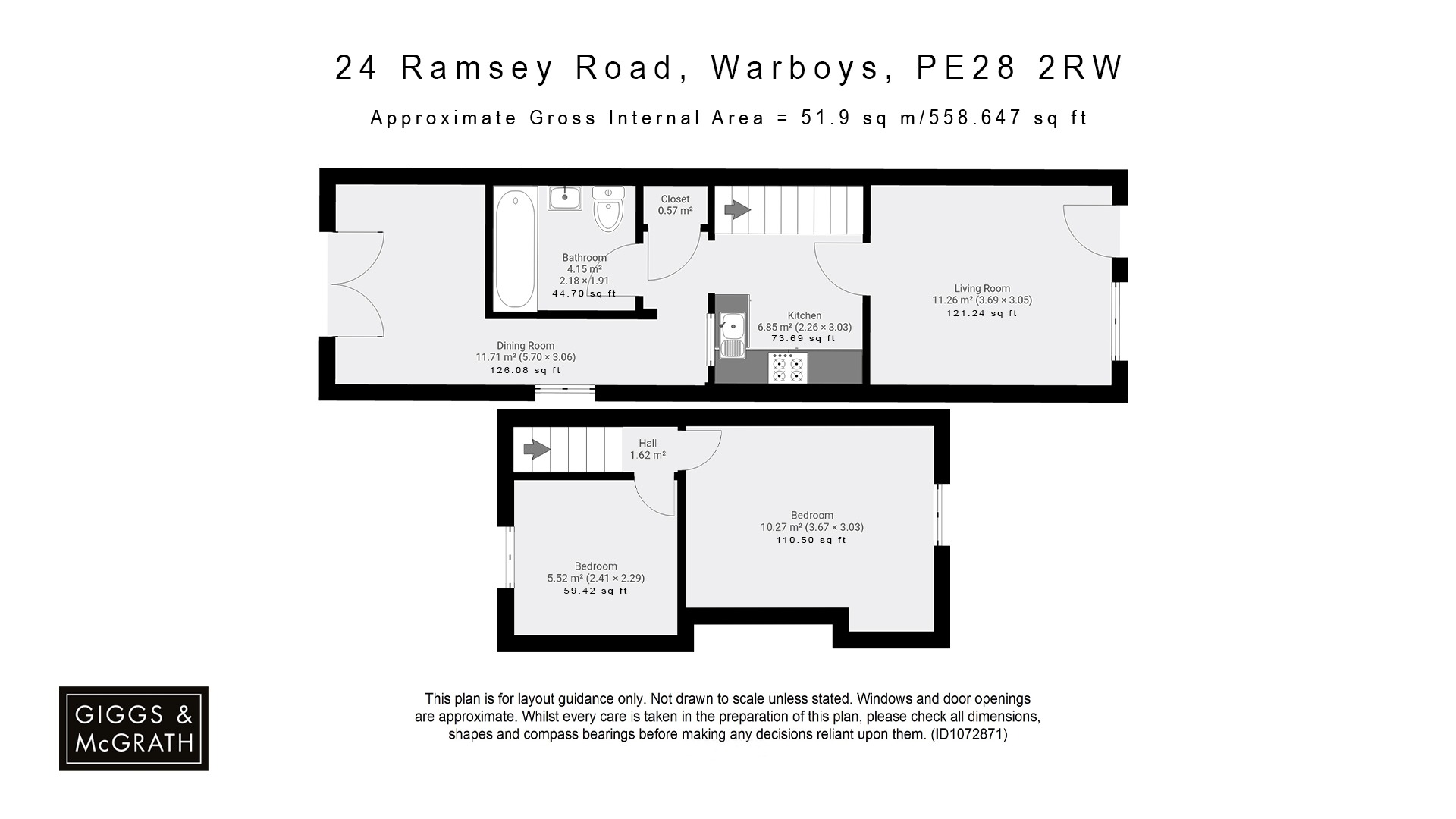 2 bed terraced house for sale in Ramsey Road, Huntingdon - Property Floorplan