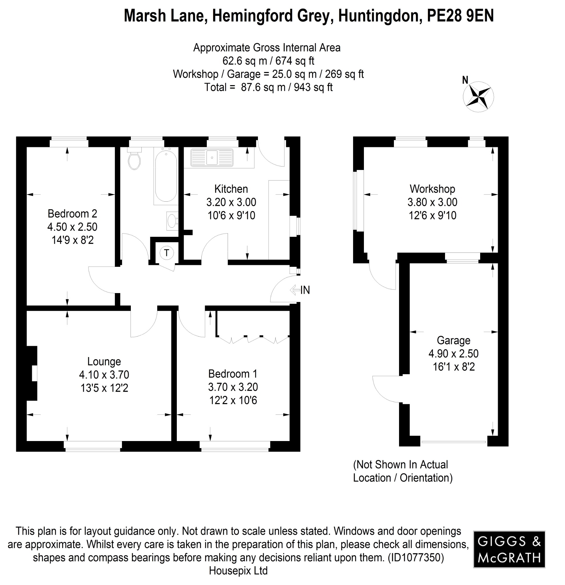 2 bed bungalow for sale in Marsh Lane, Cambridgeshire - Property Floorplan