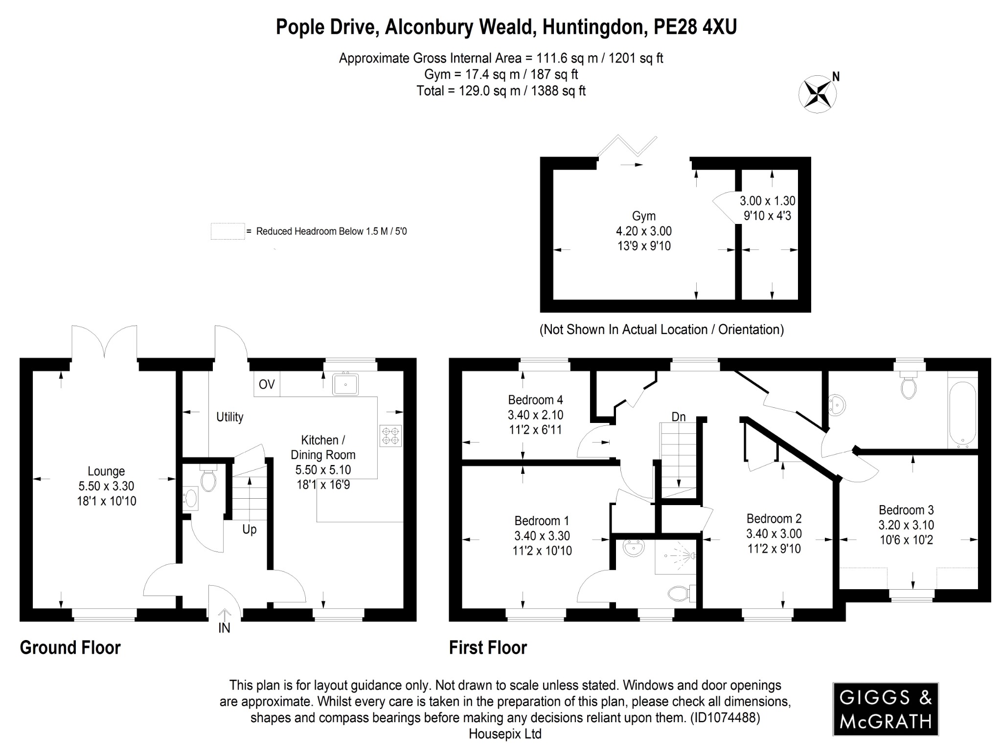 4 bed link detached house for sale in Pople Drive, Huntingdon - Property Floorplan