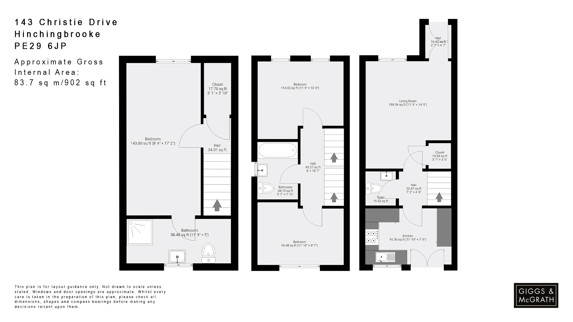 3 bed end of terrace house for sale in Christie Drive, Huntingdon - Property Floorplan