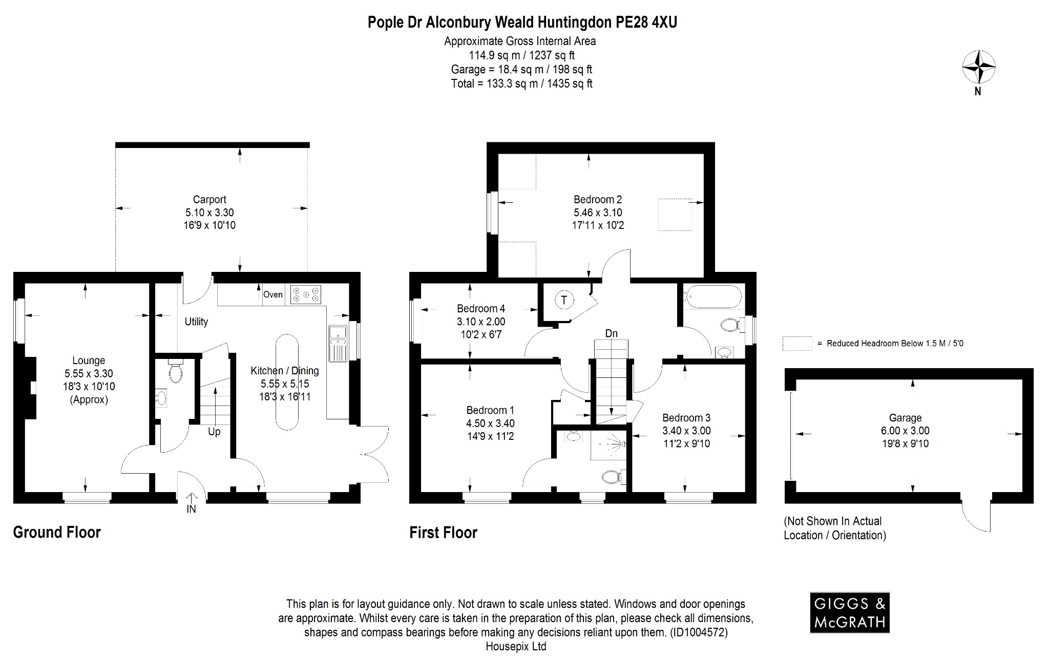 4 bed link detached house for sale in Pople Drive, Huntingdon - Property Floorplan