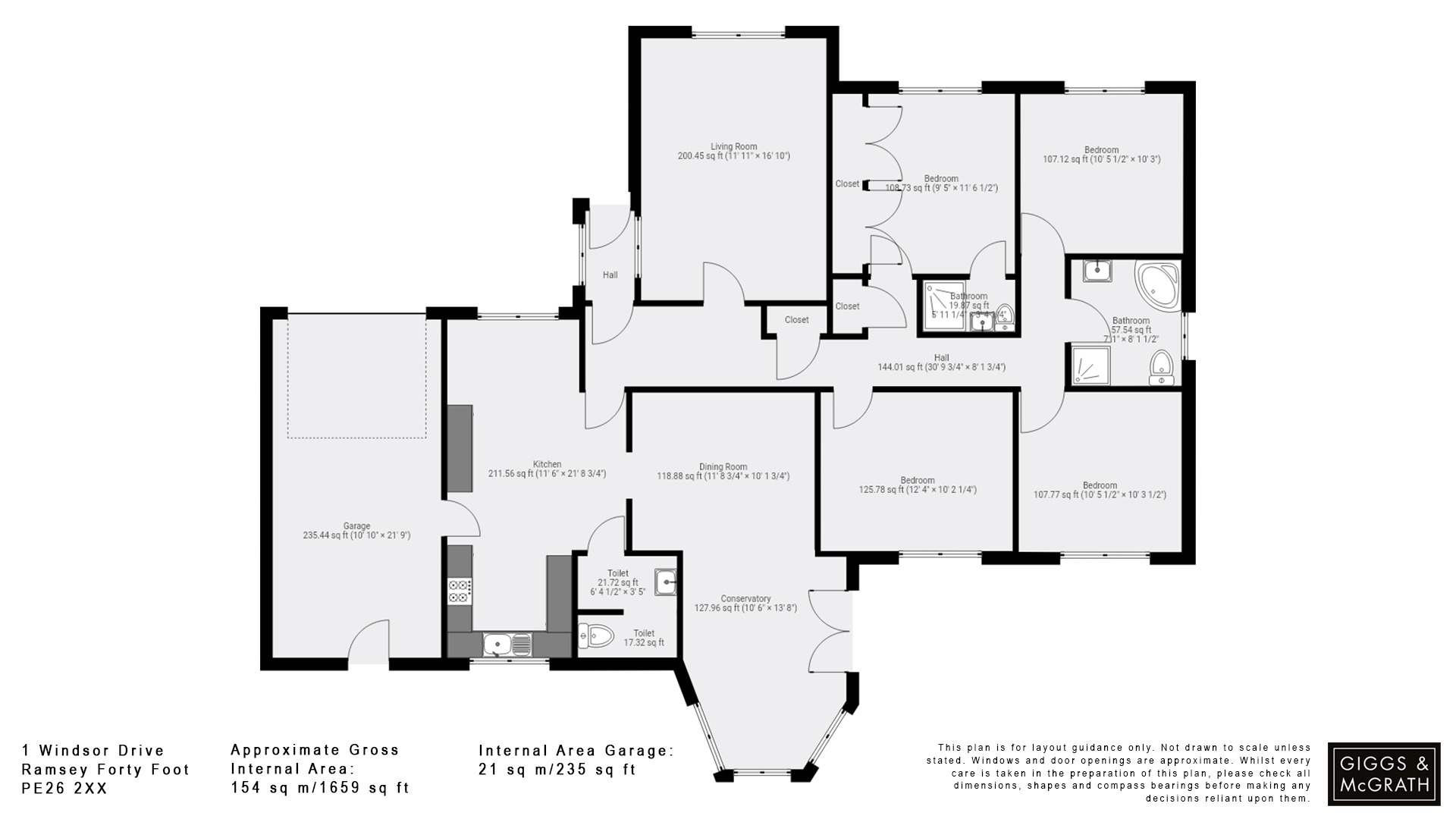 4 bed detached bungalow for sale in Windsor Drive, Huntingdon - Property Floorplan