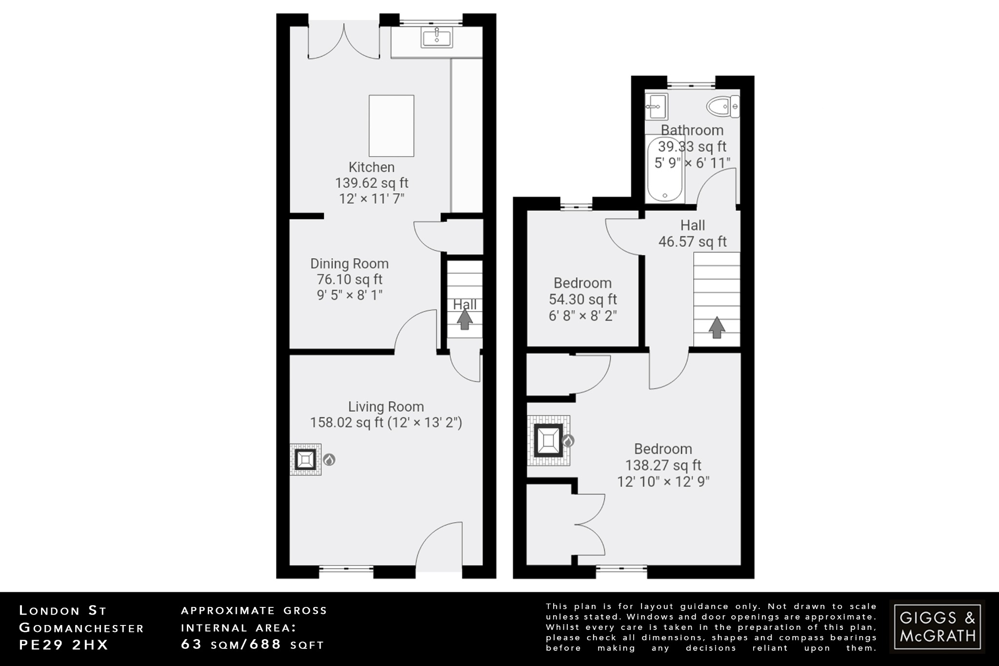 2 bed end of terrace house for sale in London Street, Huntingdon - Property Floorplan