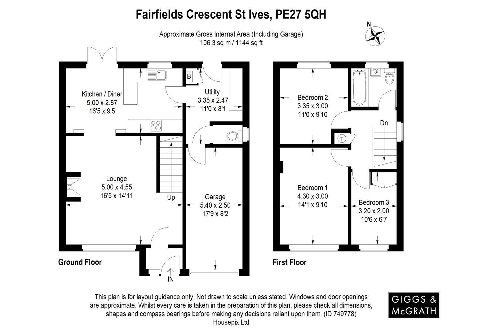 3 bed detached house for sale in Fairfields Crescent, St. Ives - Property Floorplan