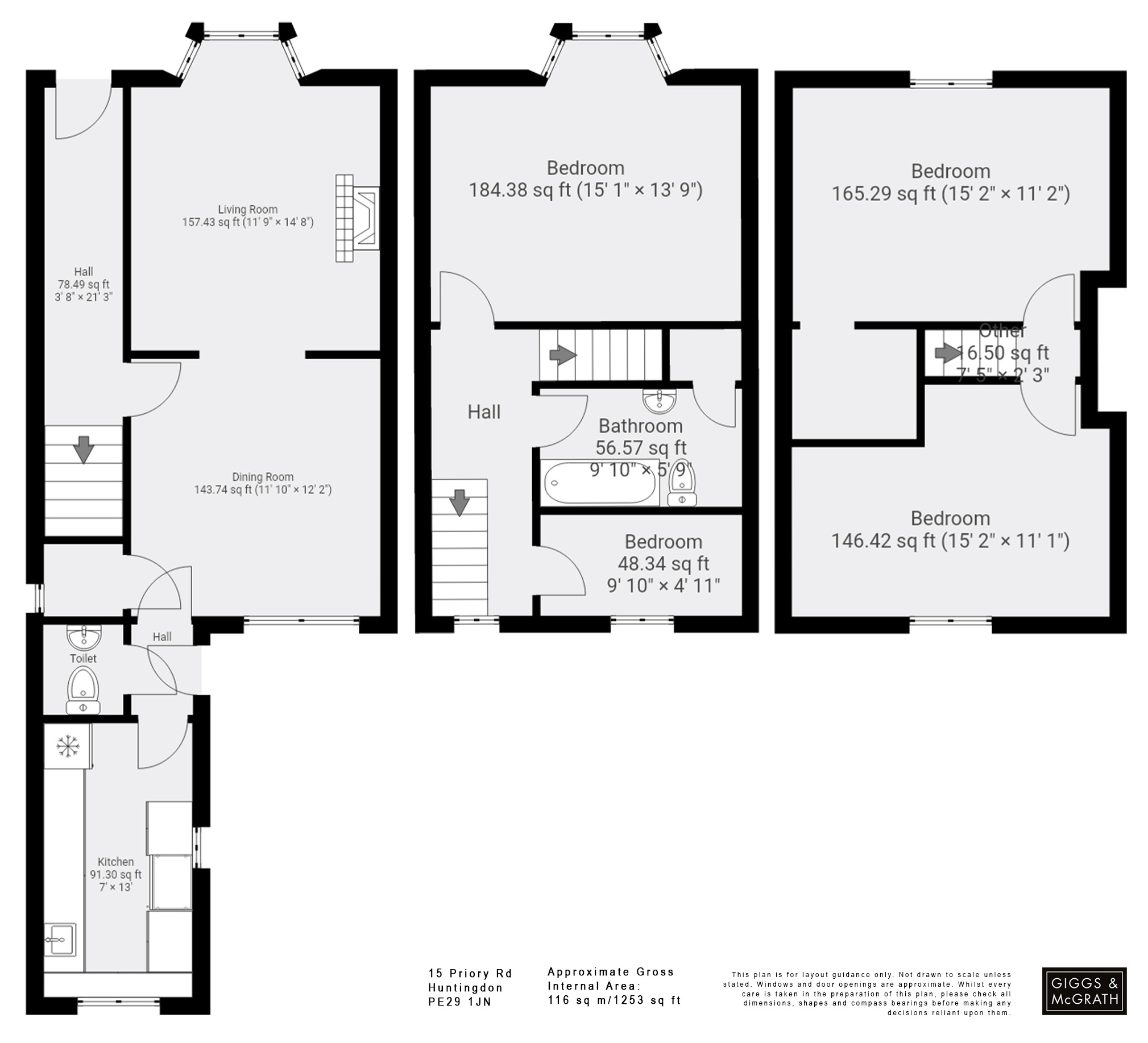 4 bed terraced house for sale in Priory Road, Huntingdon - Property Floorplan