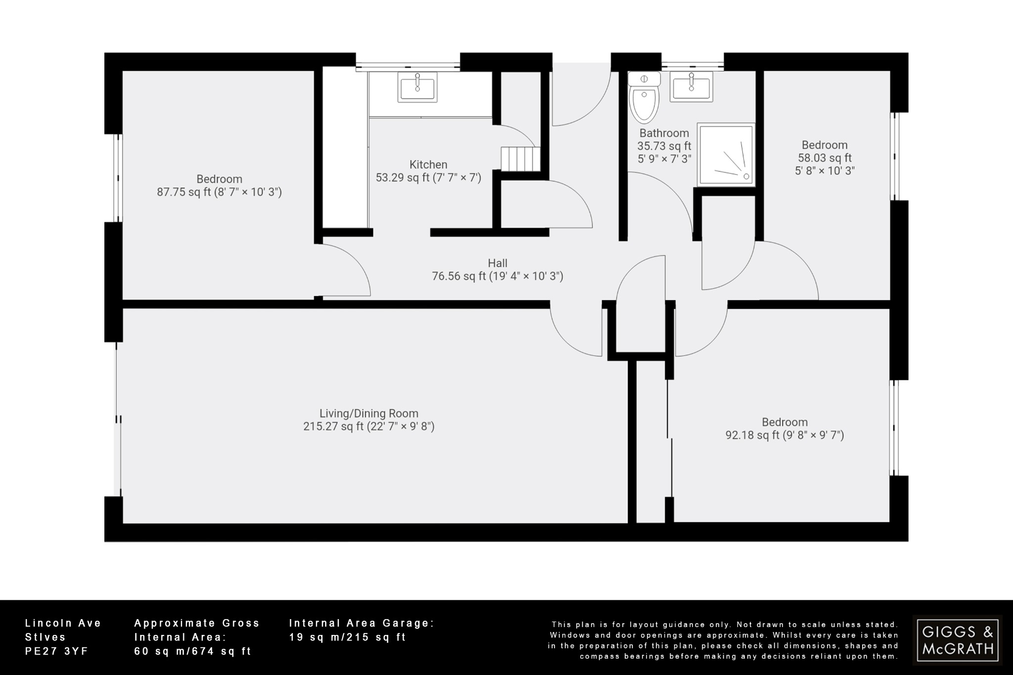 3 bed detached bungalow for sale in Lincoln Avenue, St. Ives - Property Floorplan