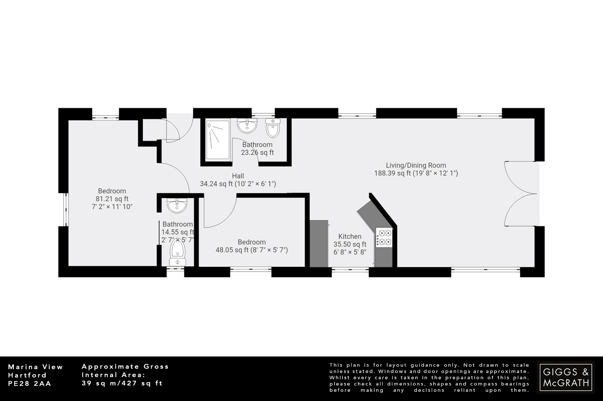 2 bed mobile home for sale, Wyton - Property Floorplan