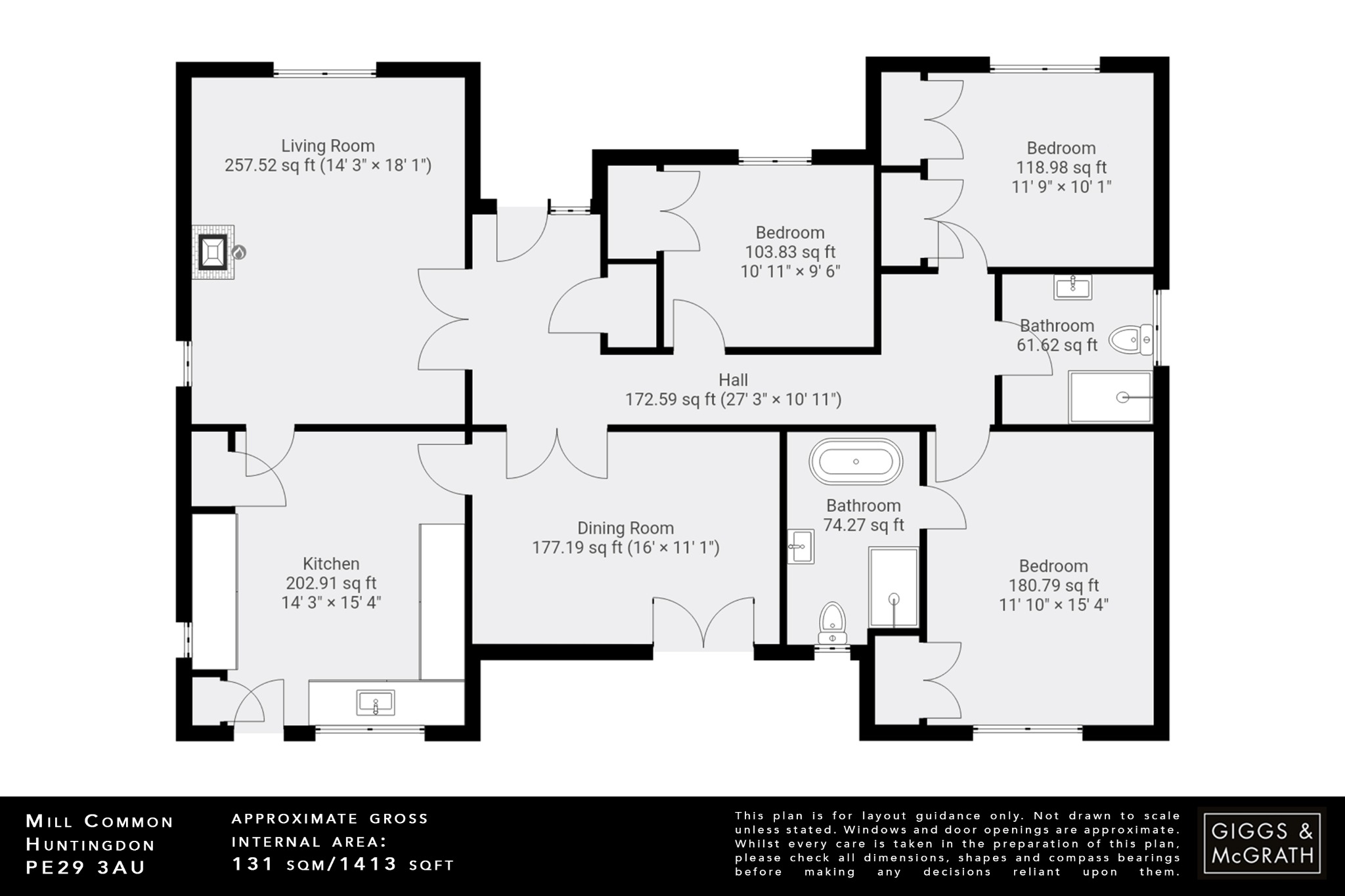 3 bed detached bungalow for sale in Mill Common, Huntingdon - Property Floorplan