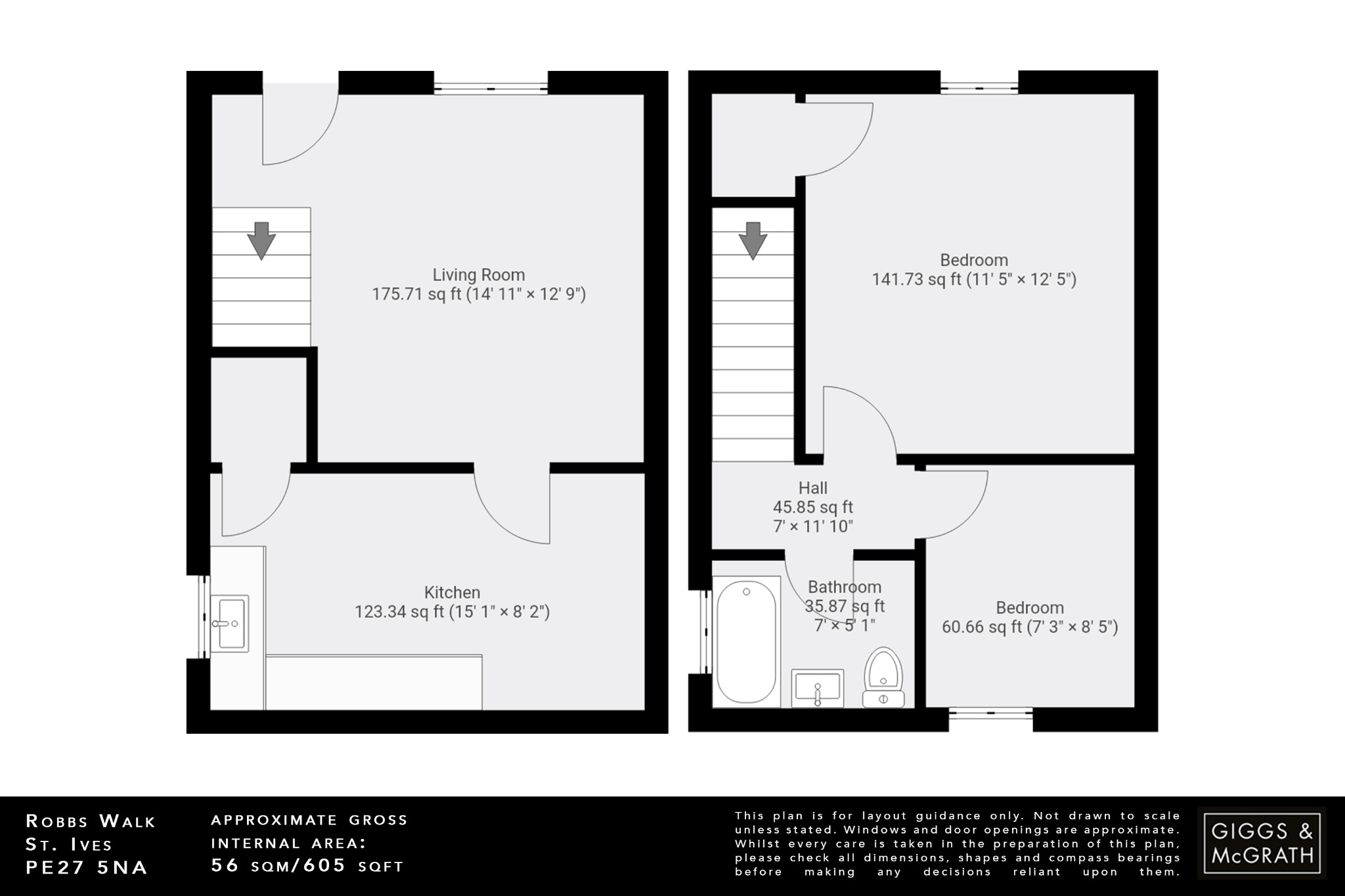 2 bed end of terrace house for sale in Robbs Walk, St. Ives - Property Floorplan