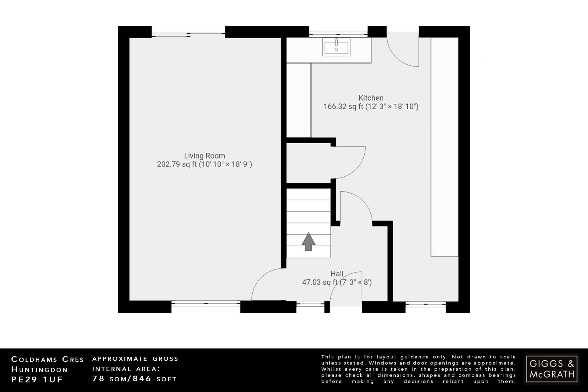 3 bed terraced house for sale in Coldhams Crescent, Huntingdon - Property Floorplan