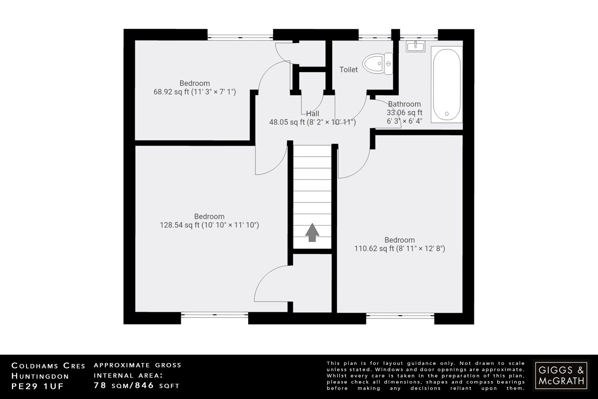 3 bed terraced house for sale in Coldhams Crescent, Huntingdon - Property Floorplan