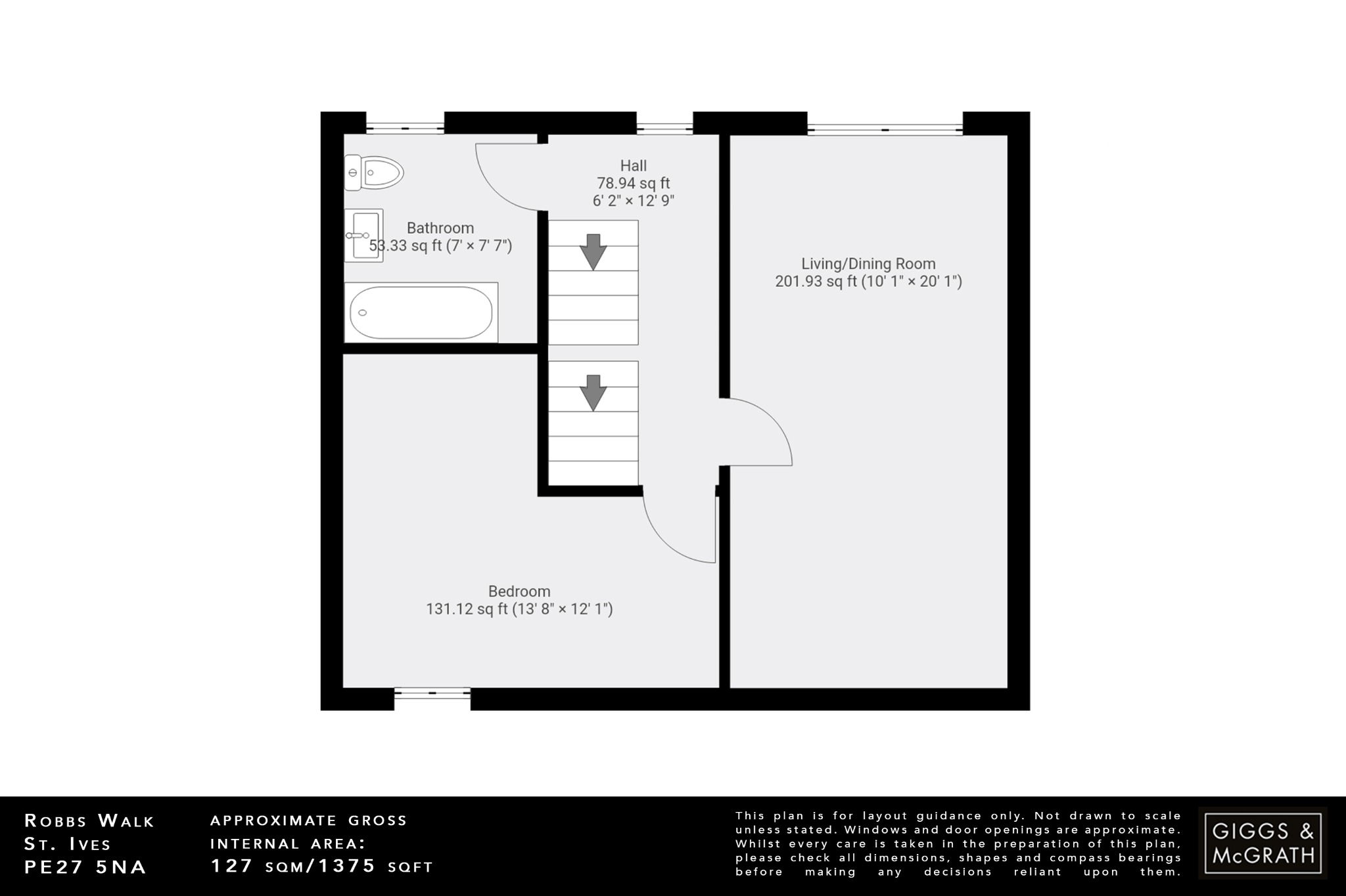 3 bed terraced house for sale in Robbs Walk, St. Ives - Property Floorplan