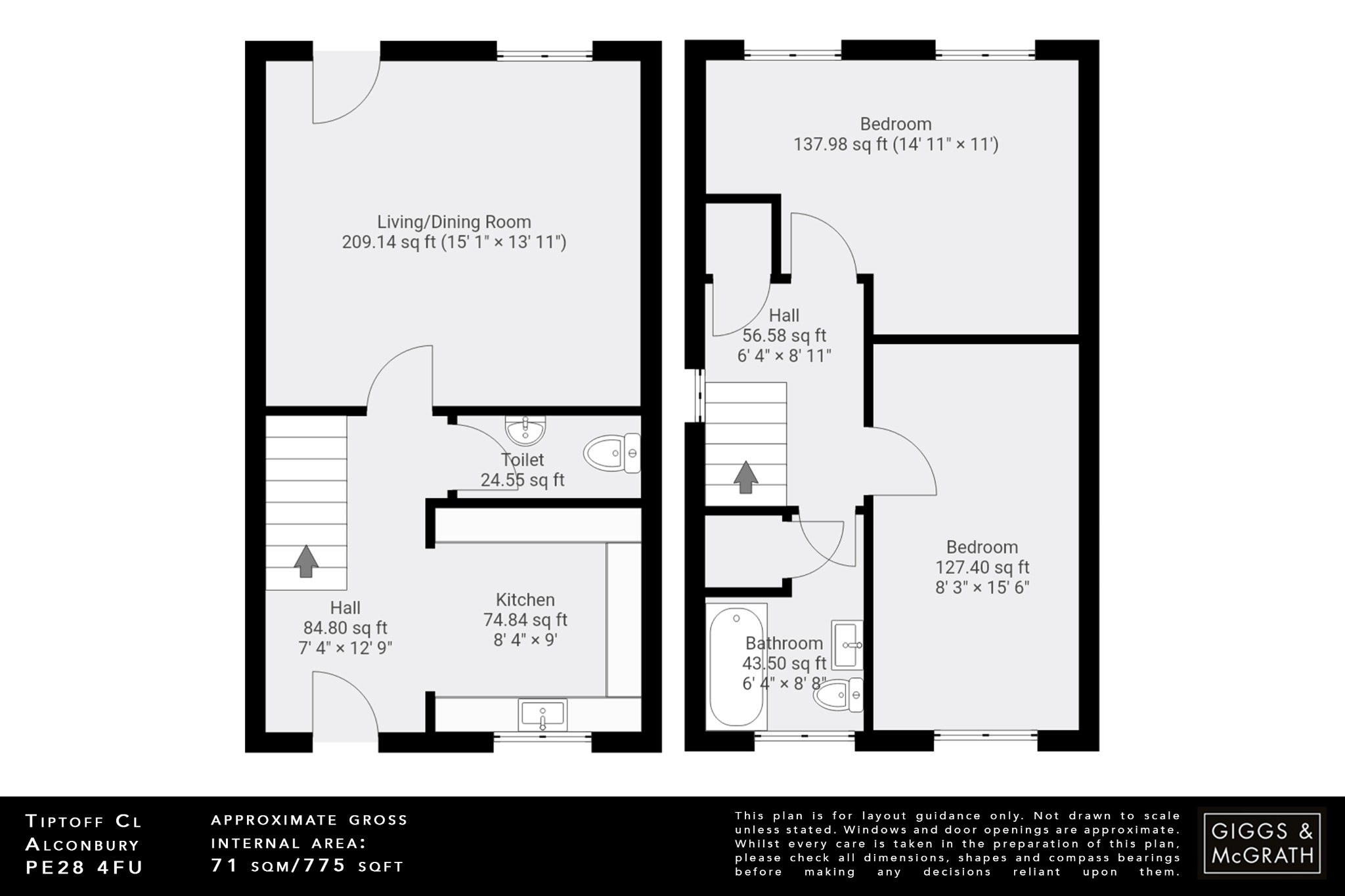 2 bed end of terrace house for sale in Tiptoff Close, Huntingdon - Property Floorplan