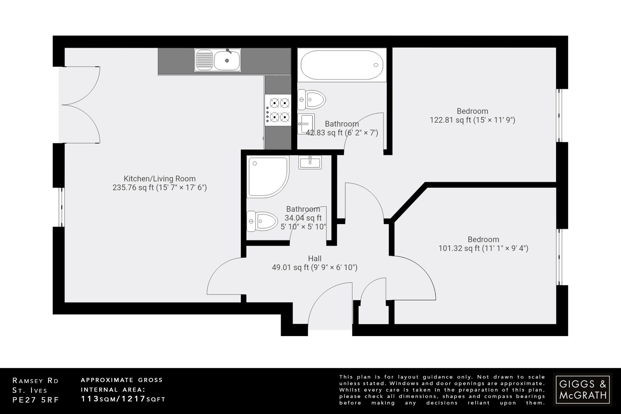 2 bed flat for sale in Ramsey Road, Cambridgeshire - Property Floorplan