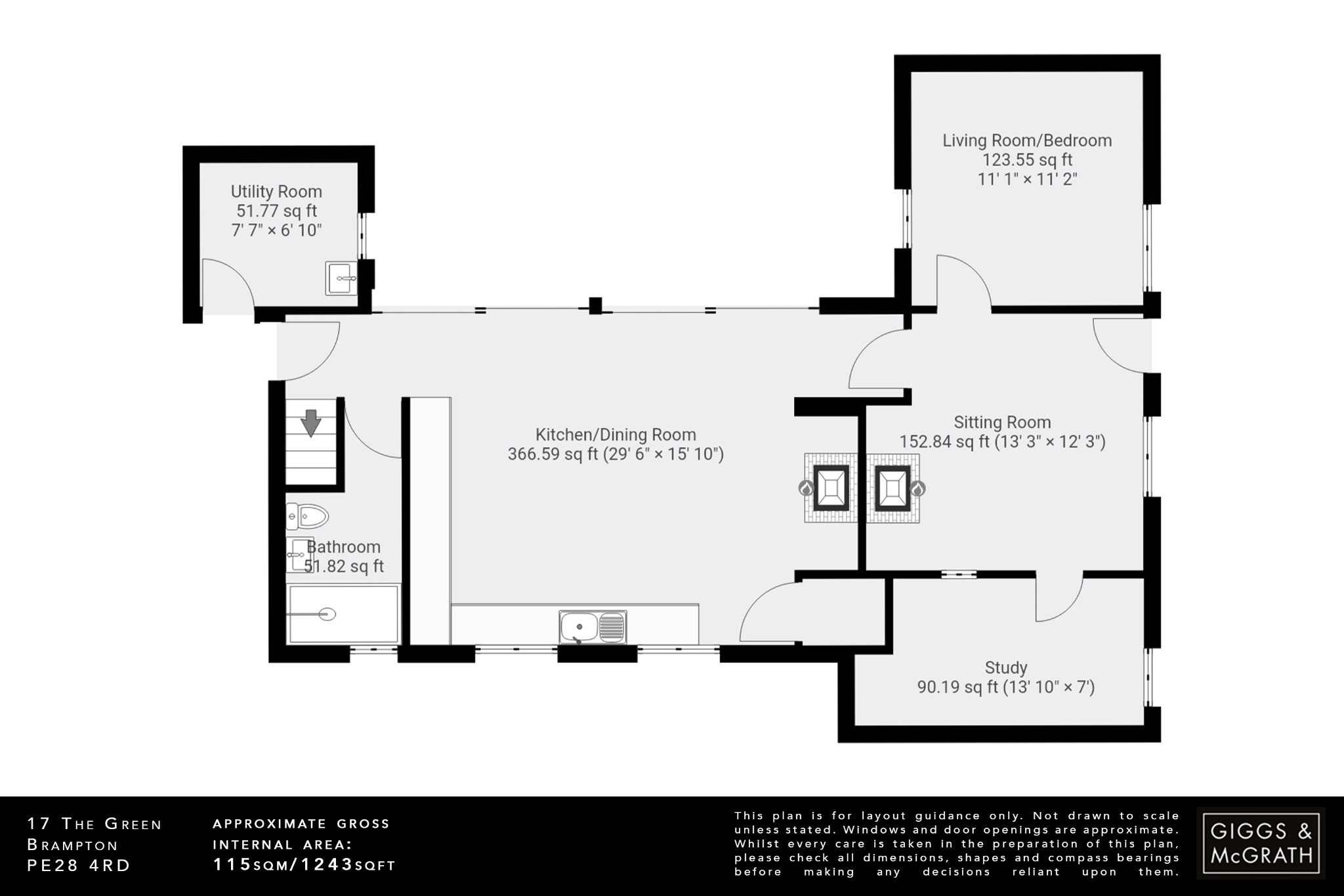 2 bed detached house for sale in The Green, Huntingdon - Property Floorplan