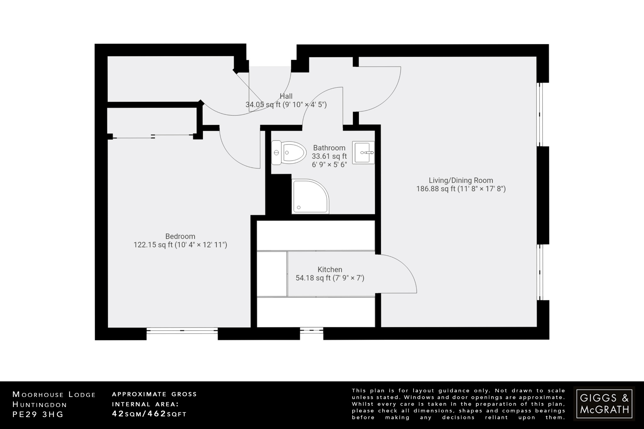 1 bed flat for sale, Huntingdon - Property Floorplan