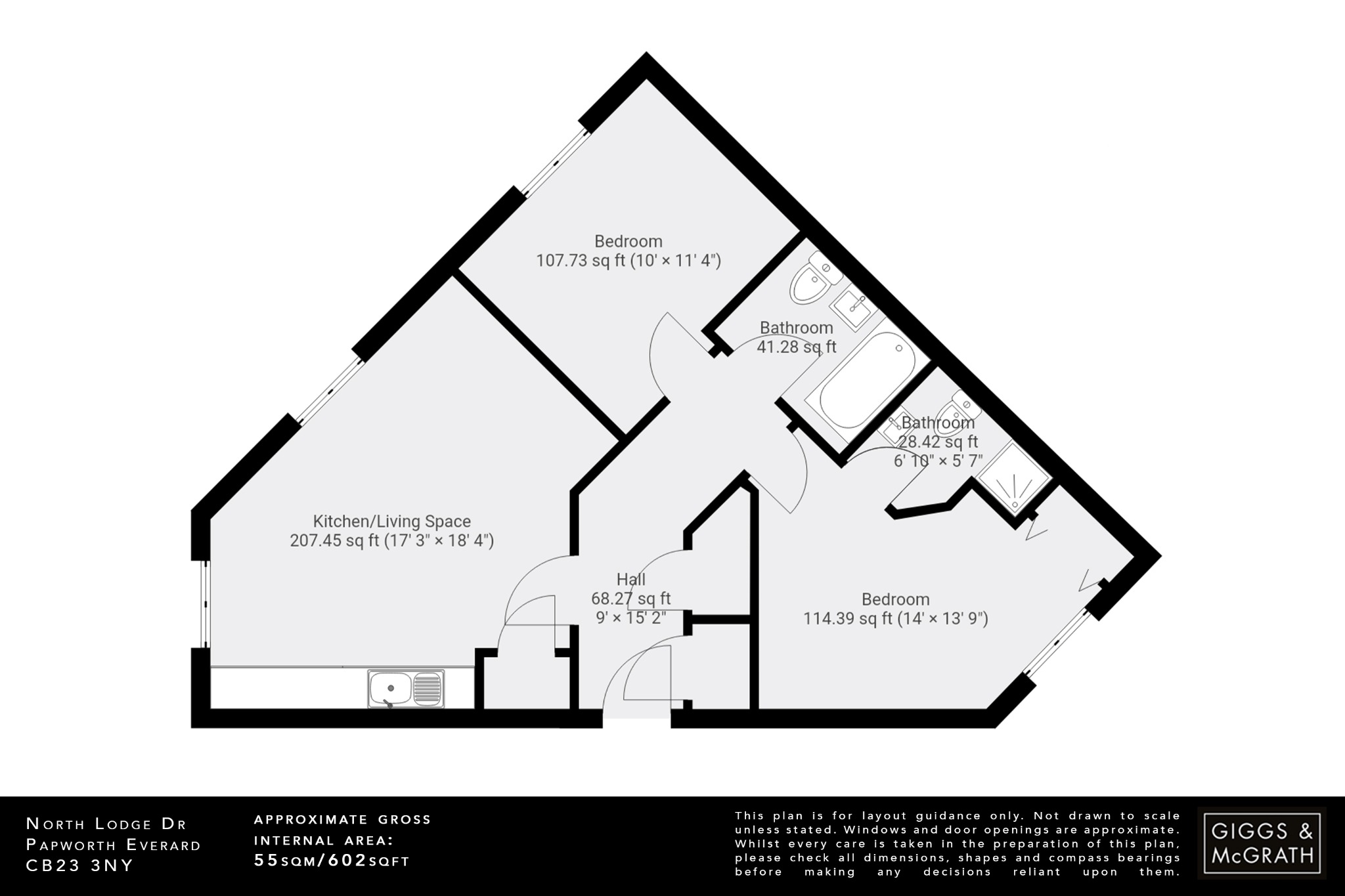 2 bed ground floor flat for sale in North Lodge Drive, Cambridge - Property Floorplan