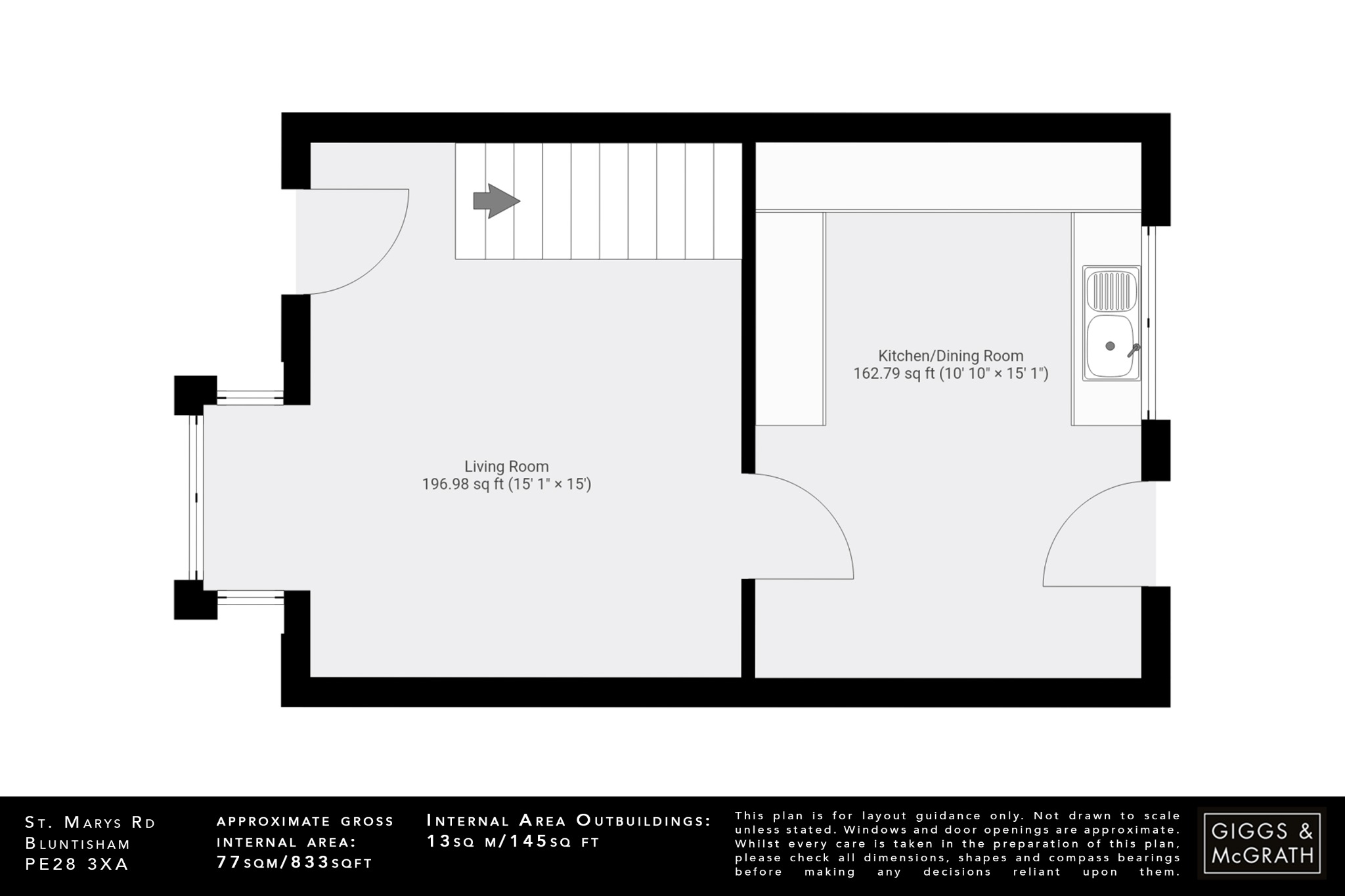 3 bed end of terrace house for sale in St Marys Road, Huntingdon - Property Floorplan