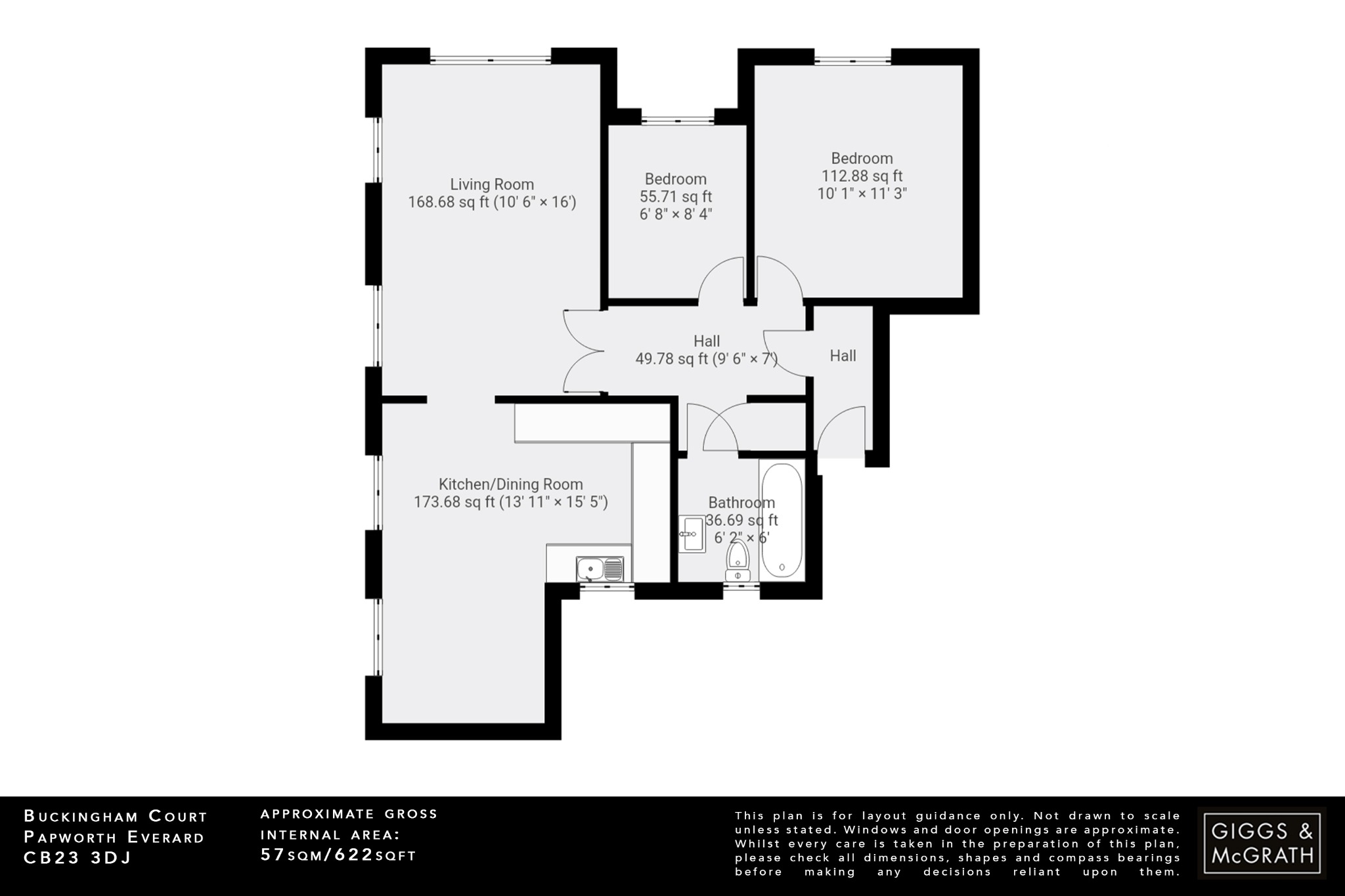 2 bed ground floor flat for sale in Varrier Jones Drive, Cambridge - Property Floorplan