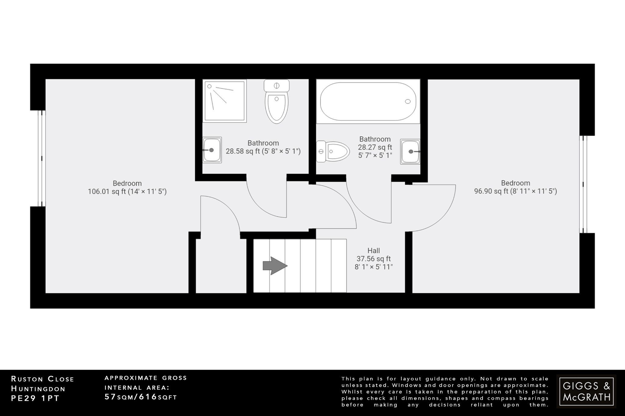 2 bed terraced house for sale in Ruston Close, Huntingdon - Property Floorplan