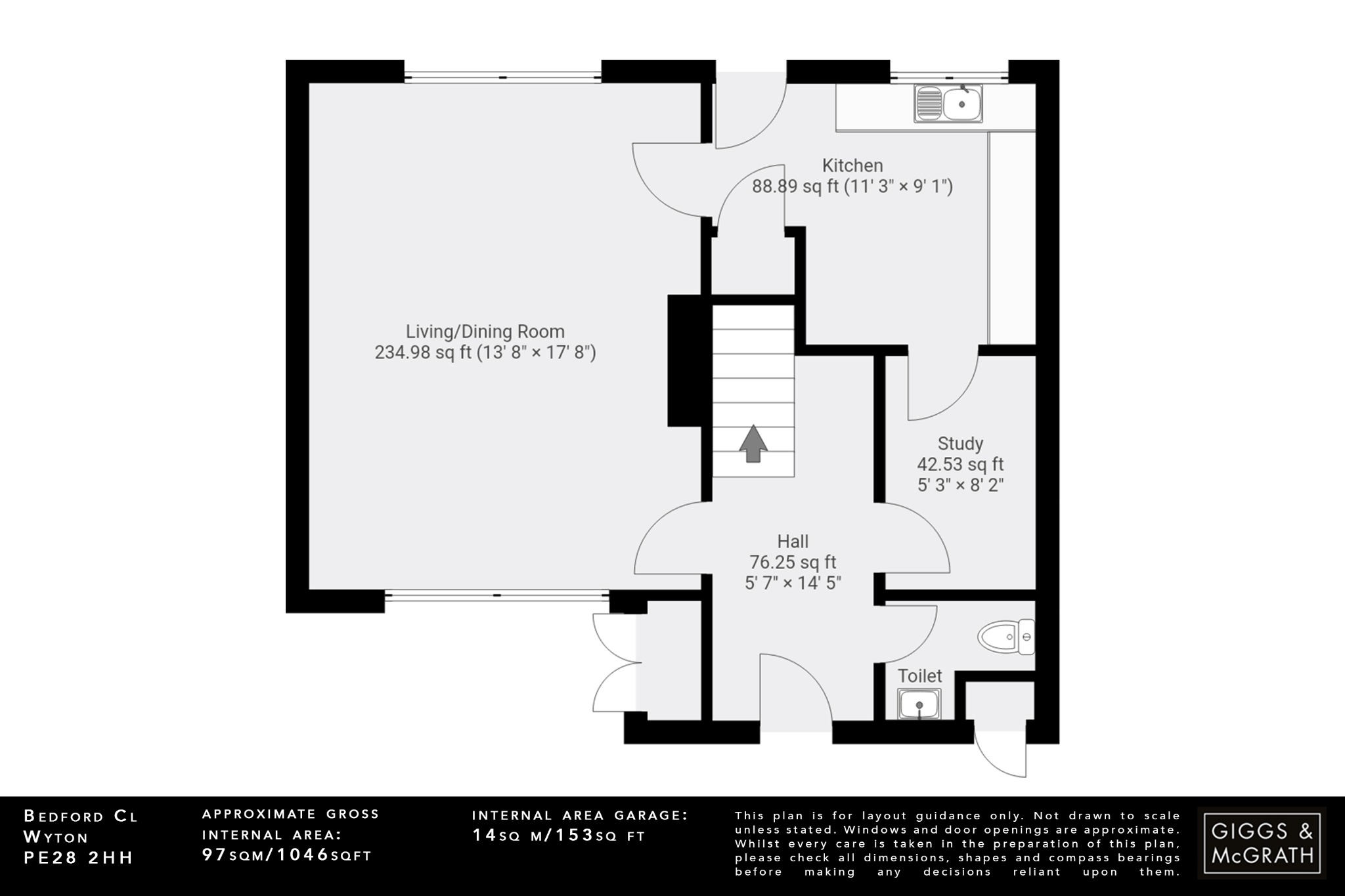 3 bed end of terrace house for sale in Bedford Close, Huntingdon - Property Floorplan