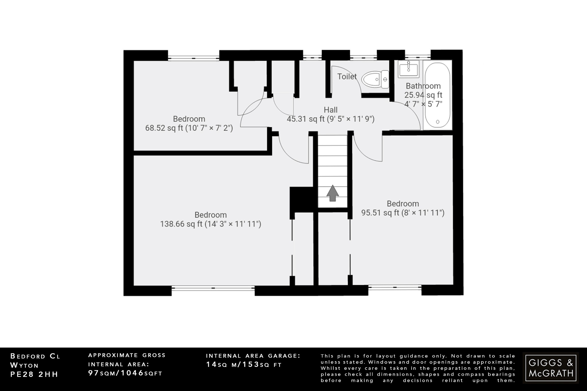 3 bed end of terrace house for sale in Bedford Close, Huntingdon - Property Floorplan