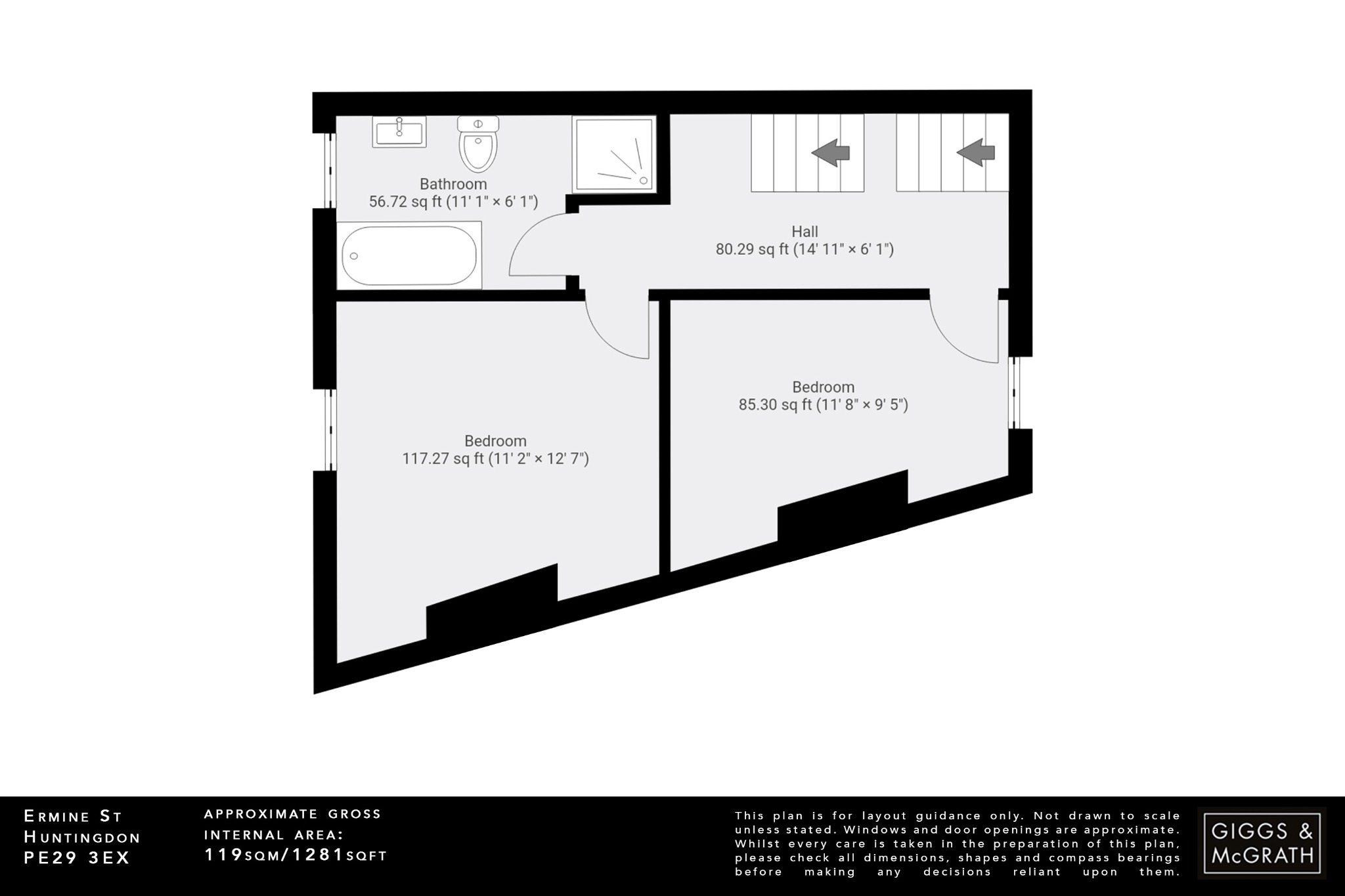 3 bed end of terrace house for sale in Ermine Street, Huntingdon - Property Floorplan