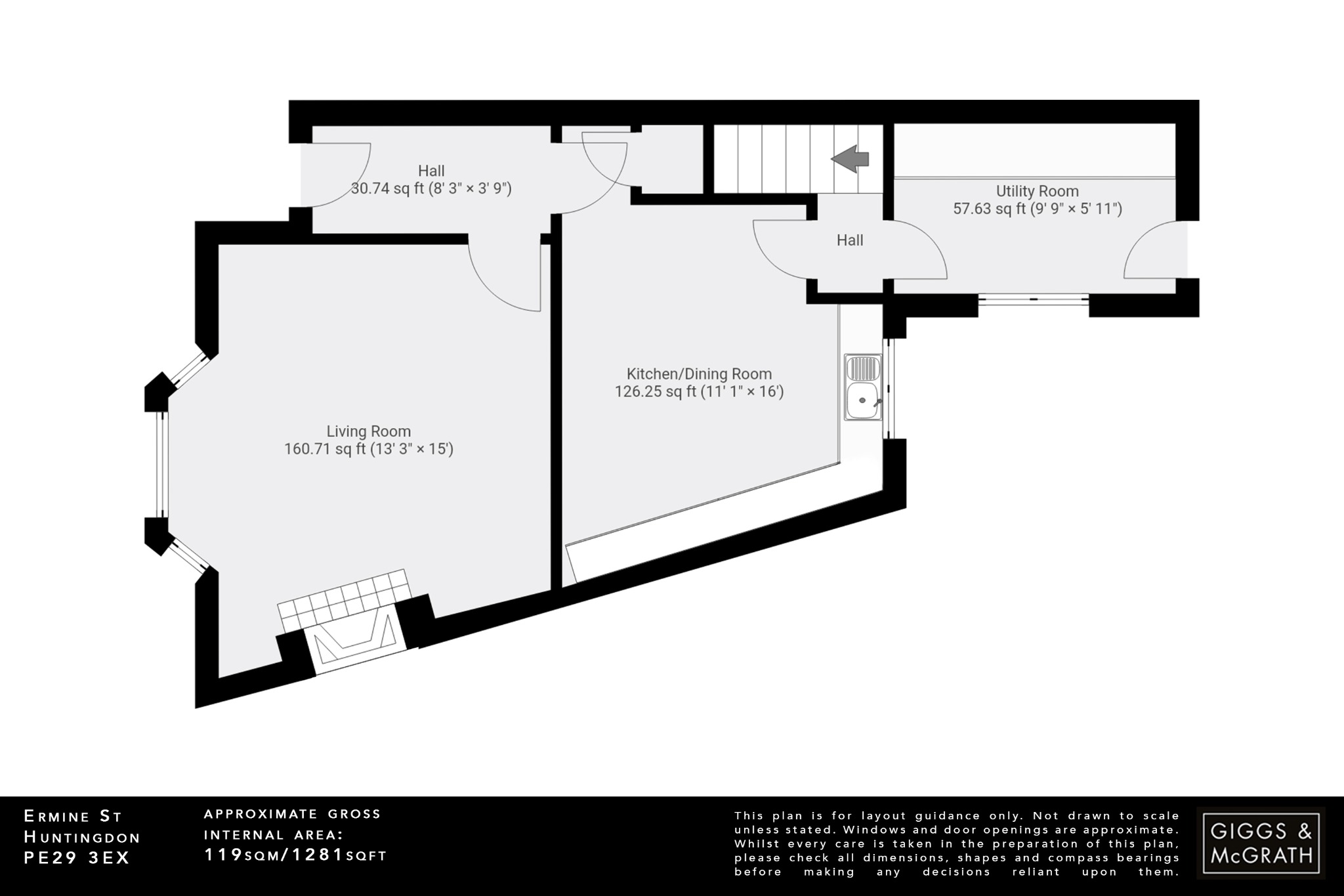 3 bed end of terrace house for sale in Ermine Street, Huntingdon - Property Floorplan