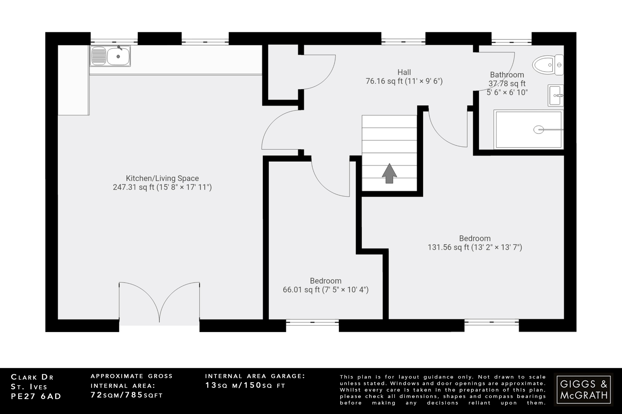 2 bed flat for sale in Clark Drive, St. Ives - Property Floorplan