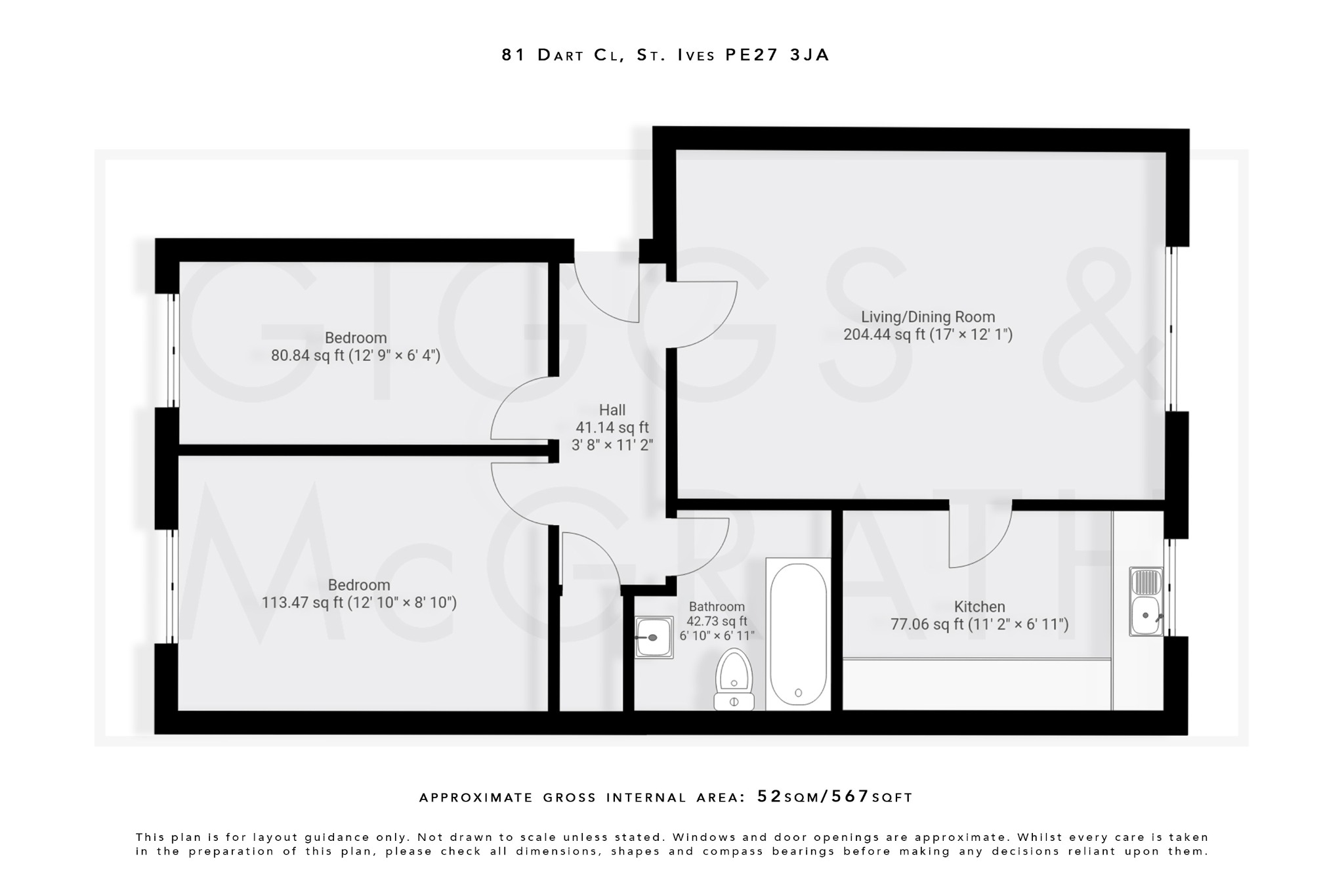 2 bed ground floor flat for sale in St. Ives - Property Floorplan