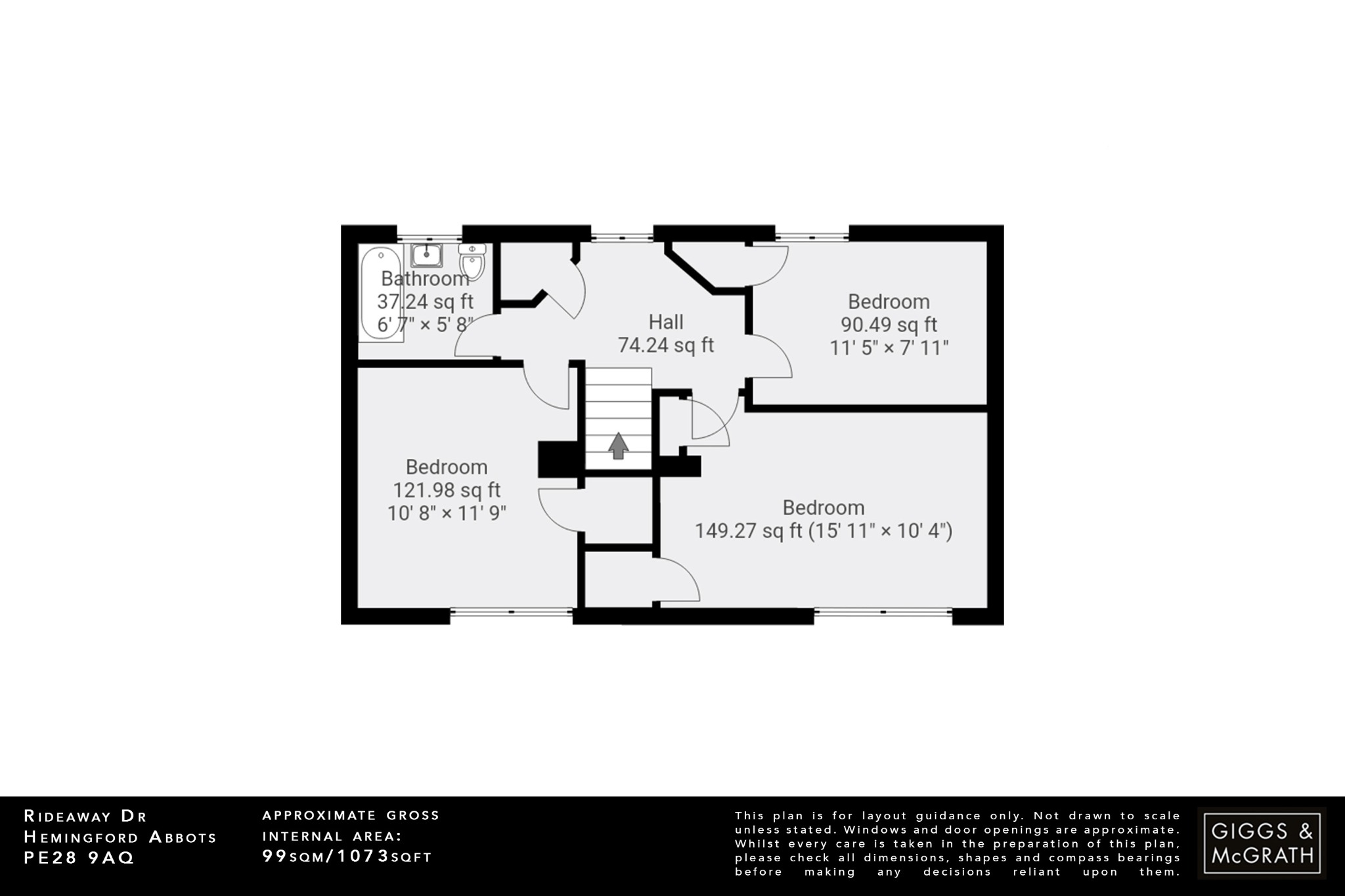 3 bed terraced house for sale in Rideaway Drive, Huntingdon - Property Floorplan