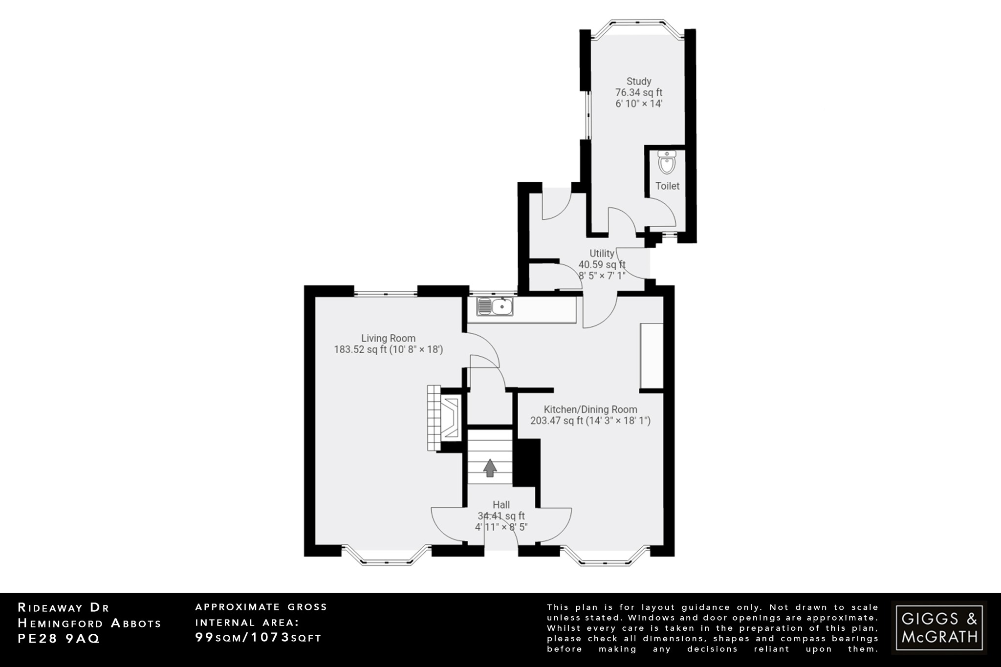 3 bed terraced house for sale in Rideaway Drive, Huntingdon - Property Floorplan