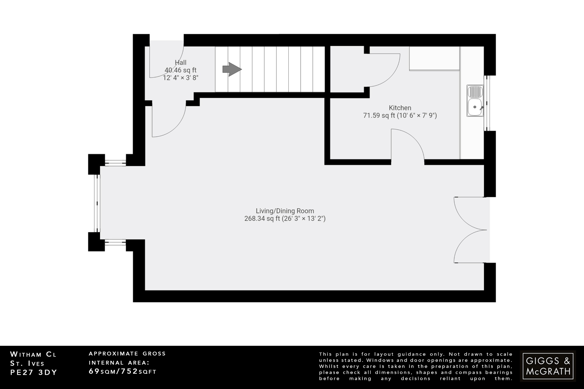 3 bed end of terrace house for sale in Witham Close, St. Ives - Property Floorplan