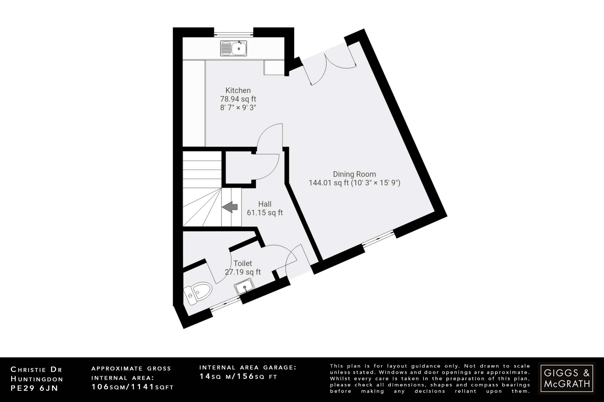 3 bed terraced house for sale in Christie Drive, Huntingdon - Property Floorplan