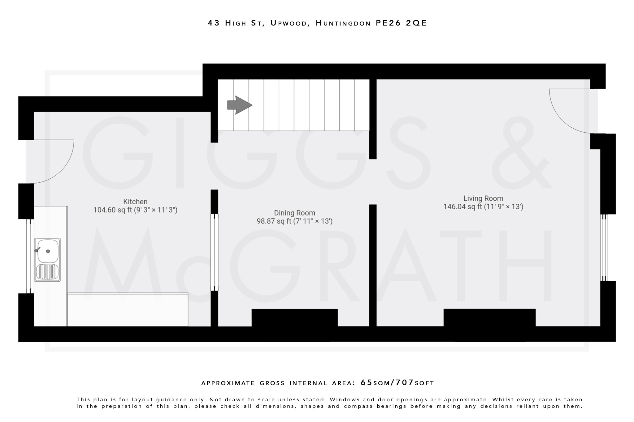 2 bed semi-detached house for sale in Upwood, Huntingdon - Property Floorplan