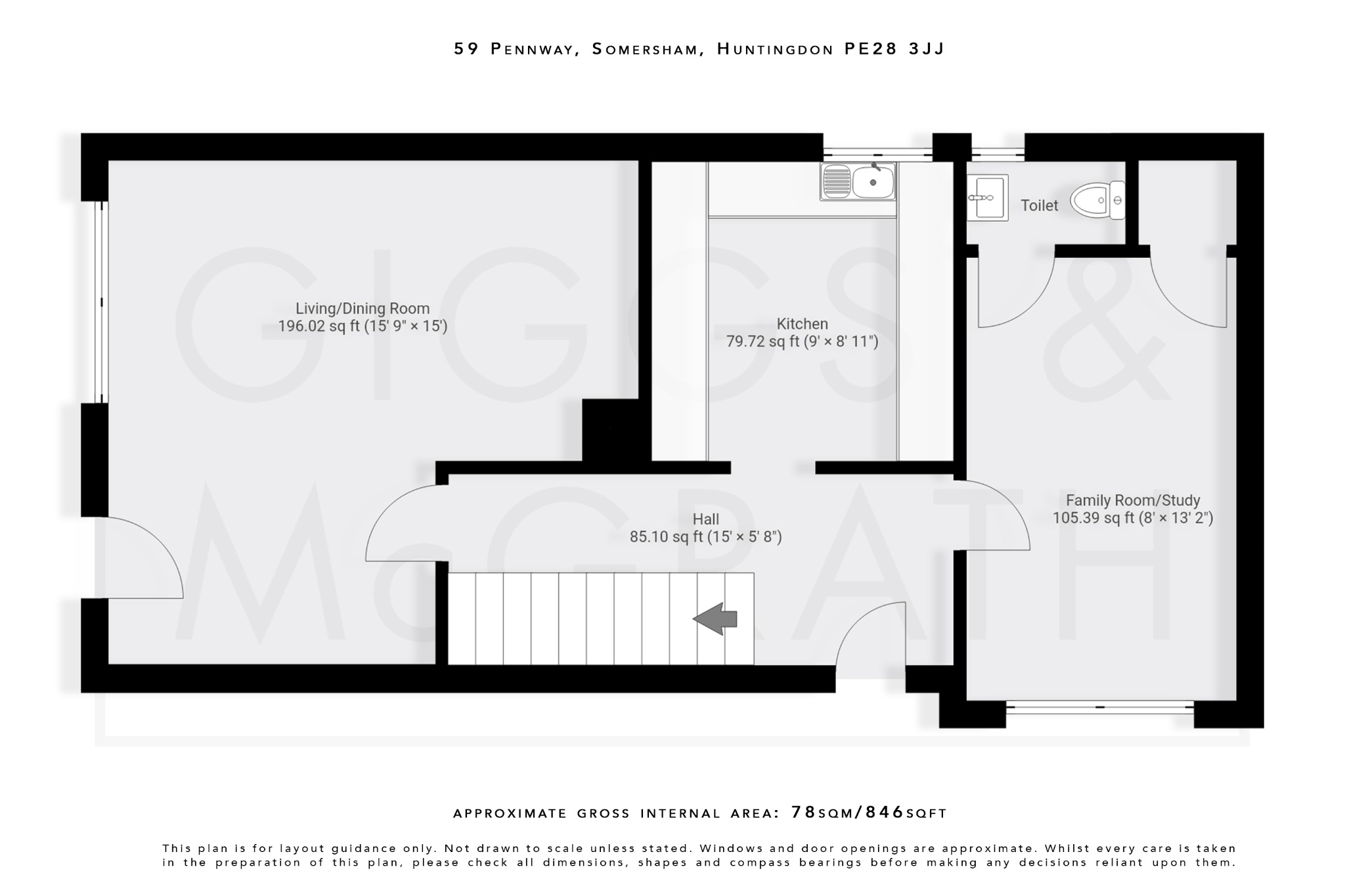 3 bed link detached house for sale in Somersham, Cambridgeshire - Property Floorplan
