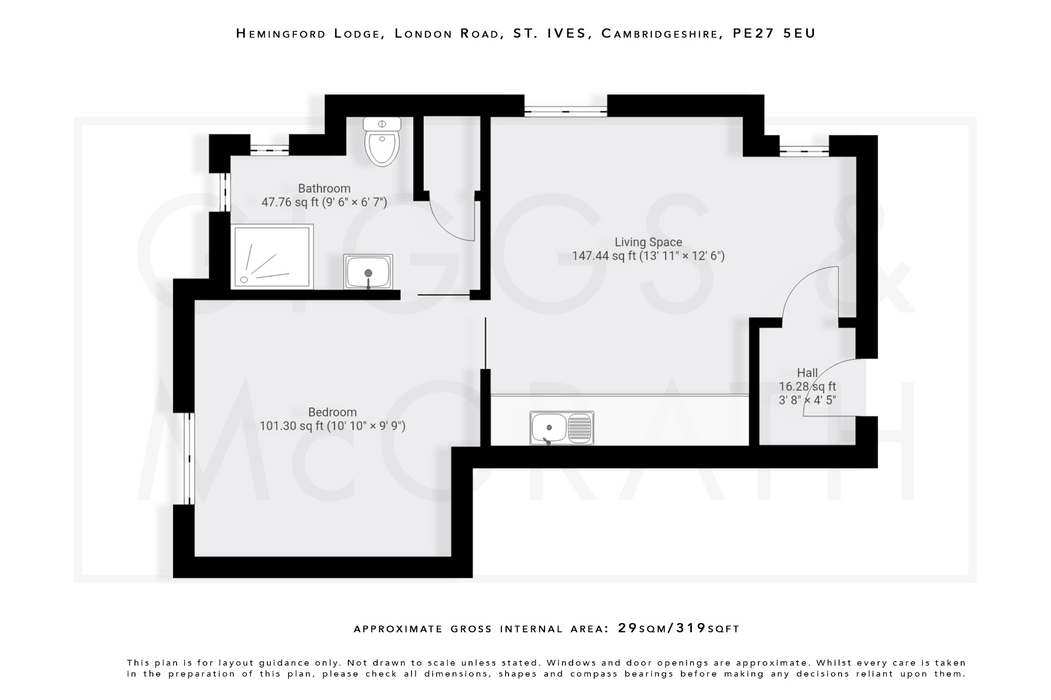 1 bed flat for sale in London Road, Cambridgeshire - Property Floorplan