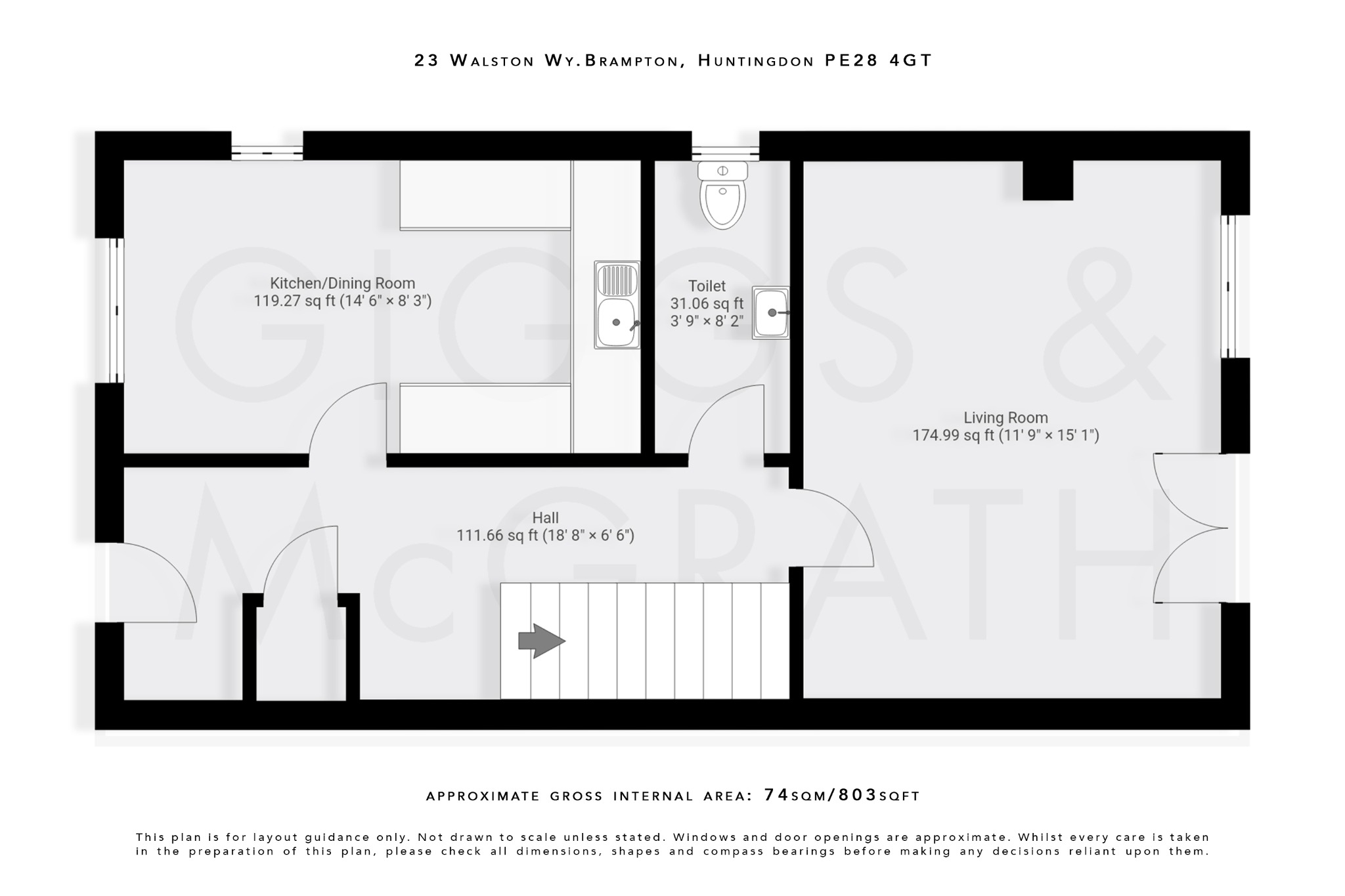2 bed semi-detached house for sale in Brampton, Cambridgeshire - Property Floorplan