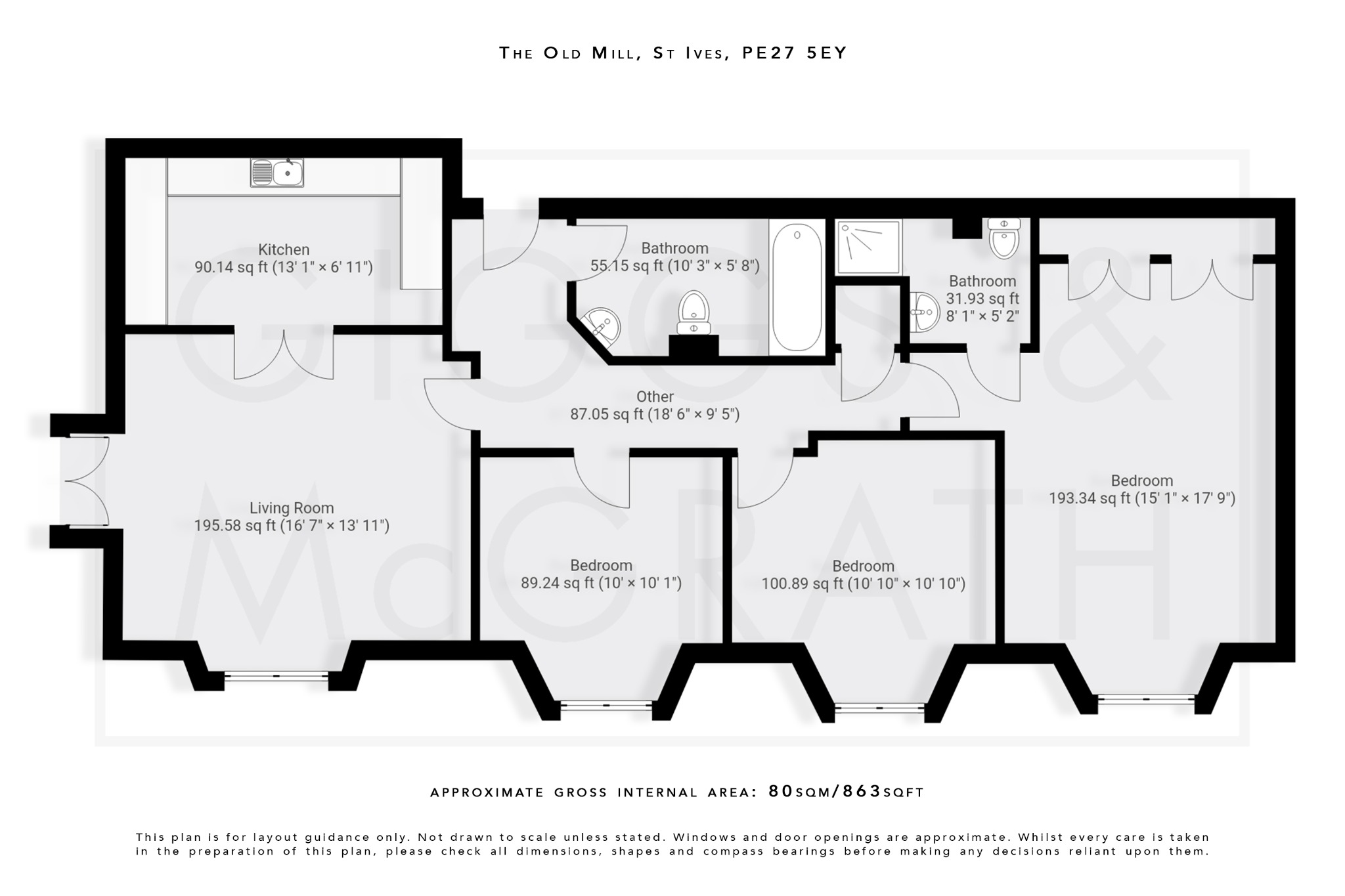 3 bed ground floor flat for sale in London Road, St. Ives - Property Floorplan