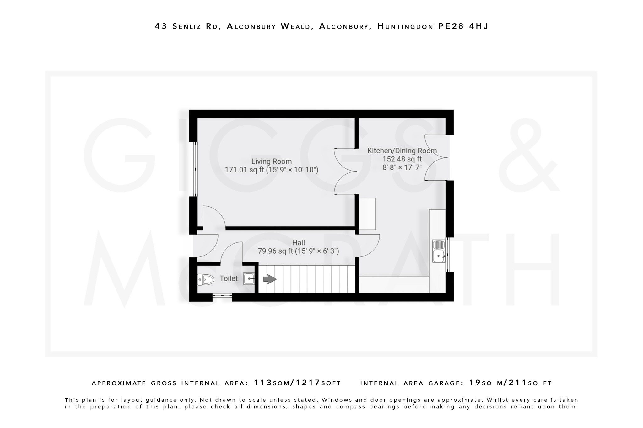 3 bed link detached house for sale in Senliz Road, Cambridgeshire - Property Floorplan