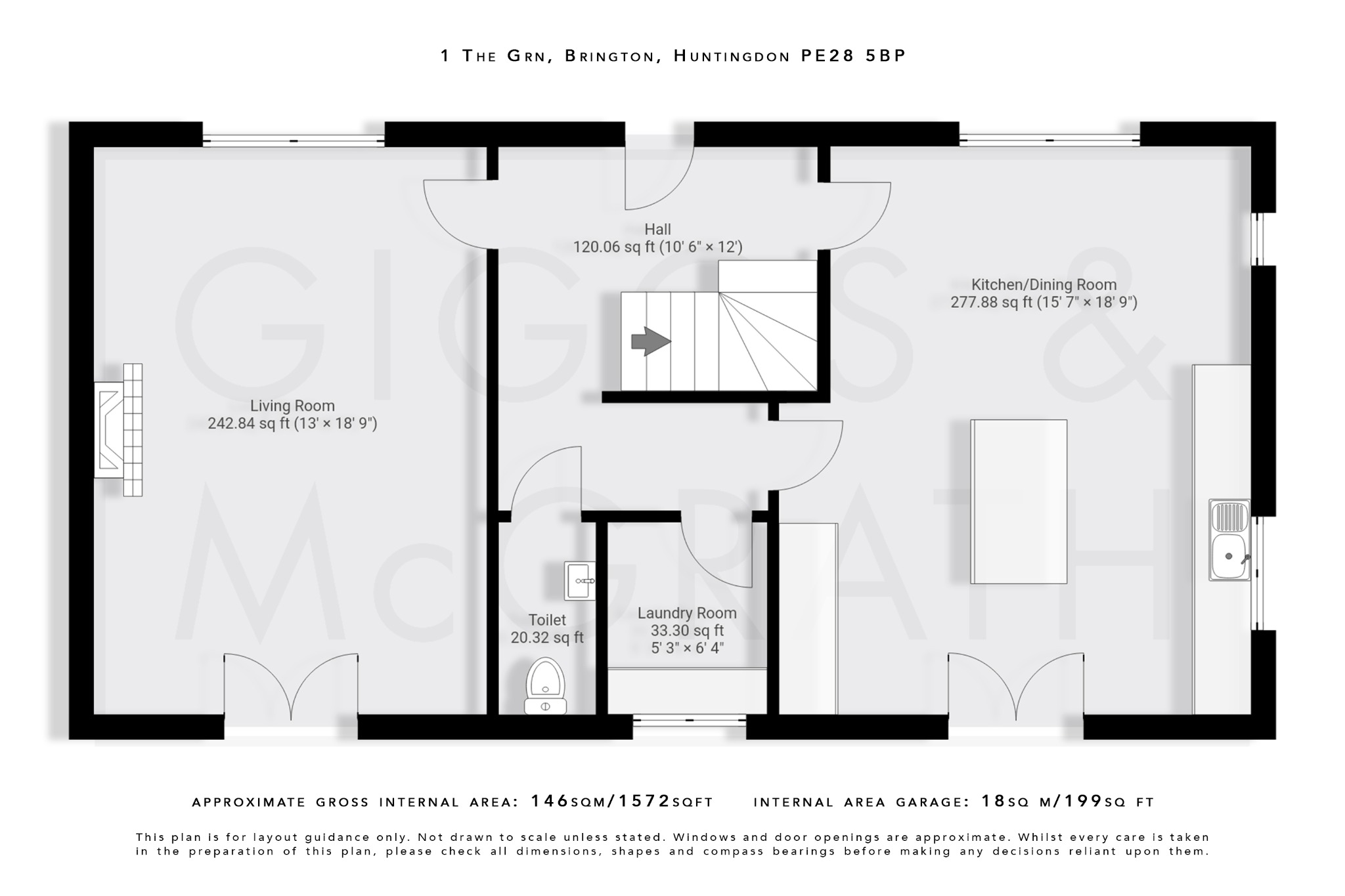 3 bed detached house for sale in The Green, Huntingdon - Property Floorplan