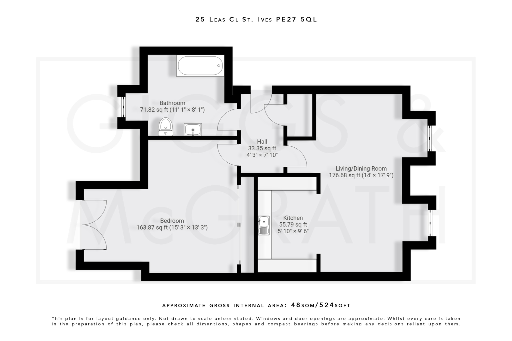 1 bed flat for sale in Leas Close, St Ives - Property Floorplan