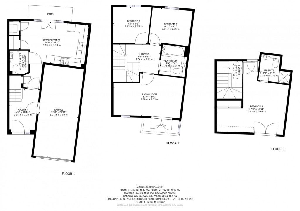 3 bed terraced house to rent in Atherfield Drive, Ashford - Property floorplan