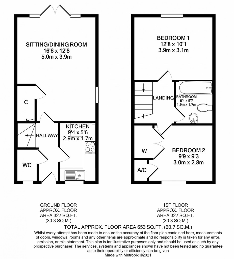 2 bed terraced house for sale in Stagshaw Close, Maidstone - Property floorplan