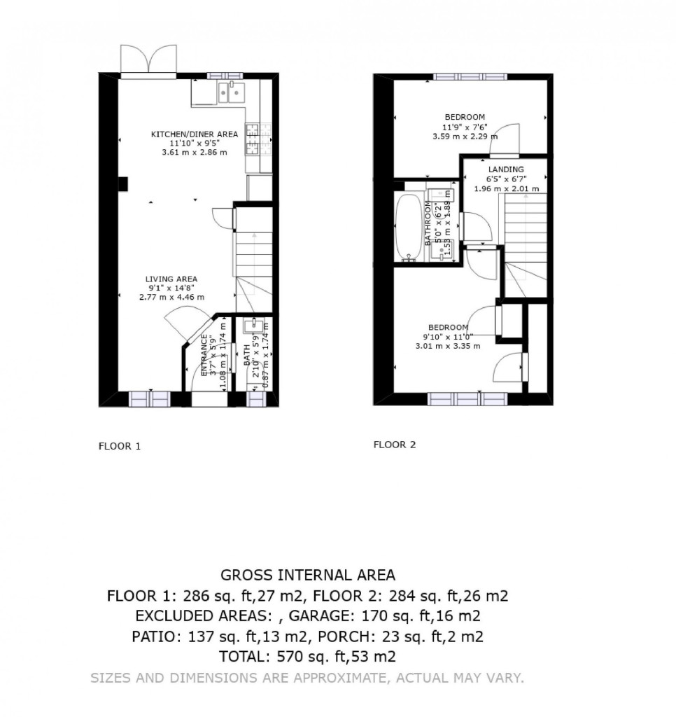 2 bed semi-detached house for sale in Poppy Mead, Ashford - Property floorplan