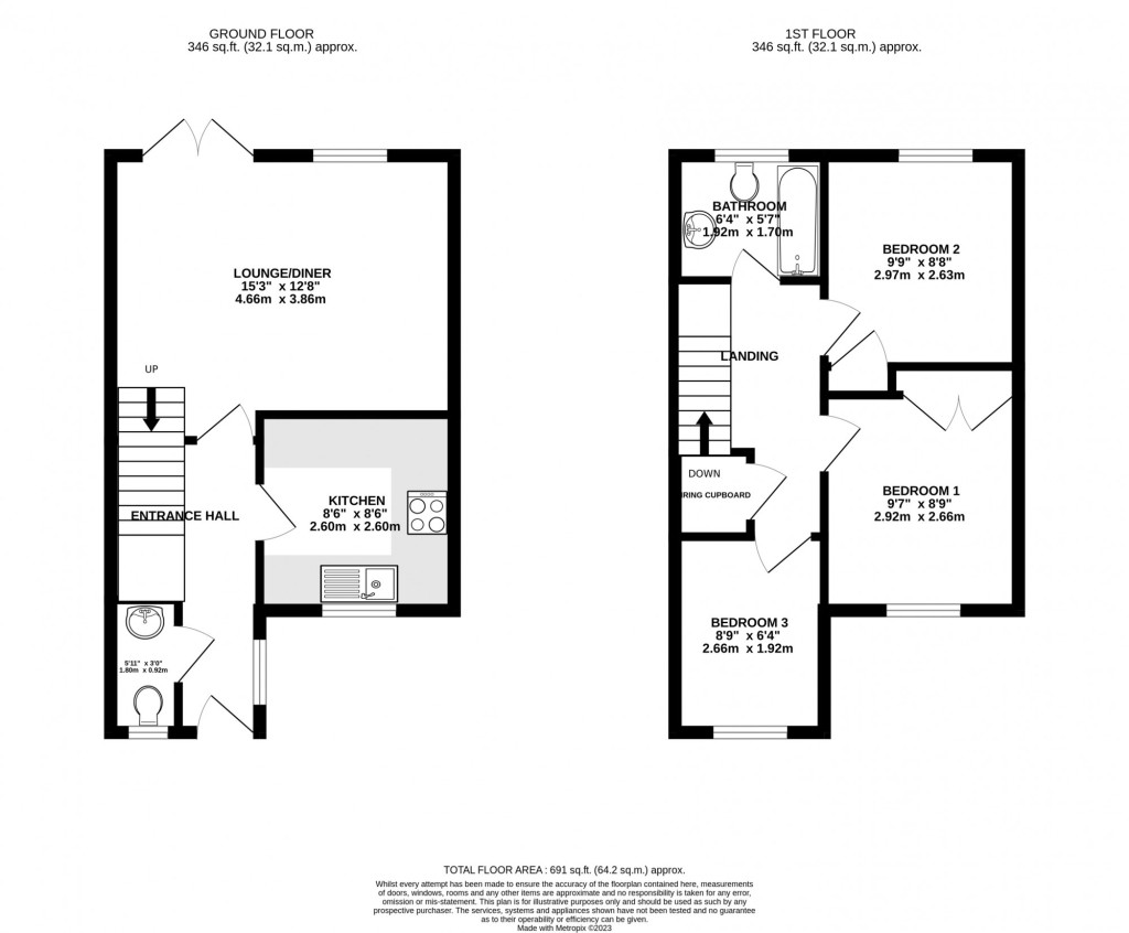 3 bed terraced house for sale in Hestia Way, Ashford - Property floorplan