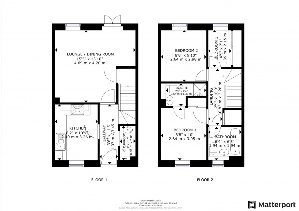 3 bed semi-detached house to rent in Emmetts Close, Ashford - Property floorplan
