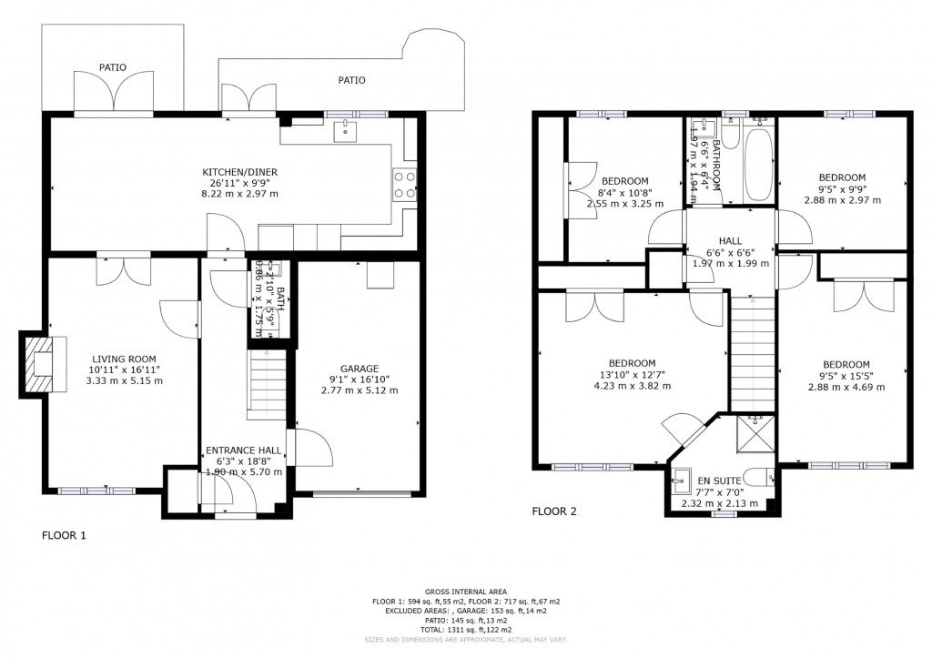 4 bed detached house to rent in Kestrel Close, Ashford - Property floorplan