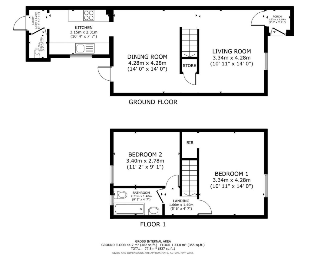 2 bed terraced house for sale in Tufton Road, Ashford - Property floorplan