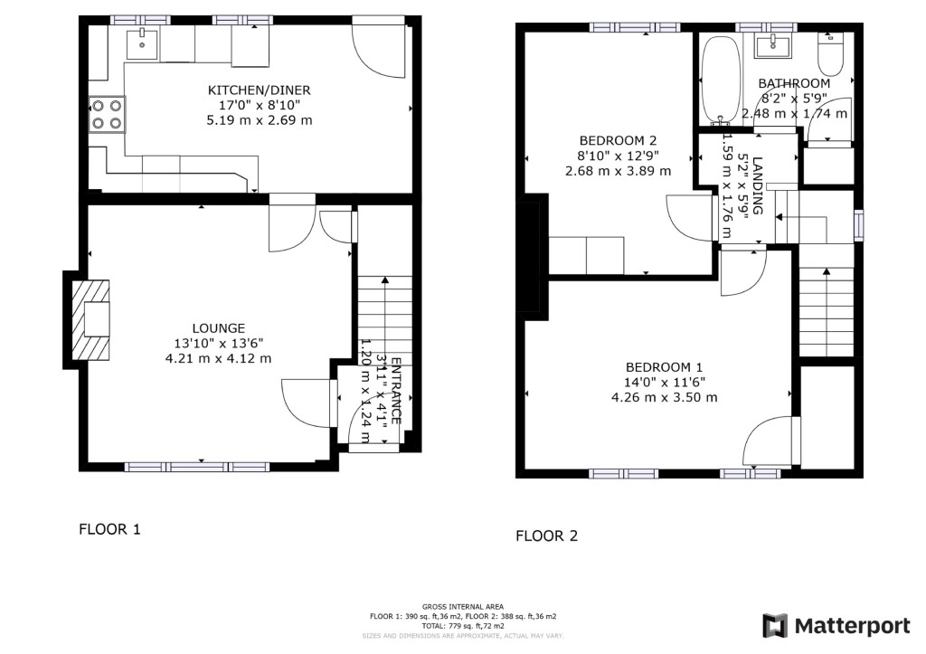 2 bed end of terrace house to rent in Hampden Road, Ashford - Property floorplan
